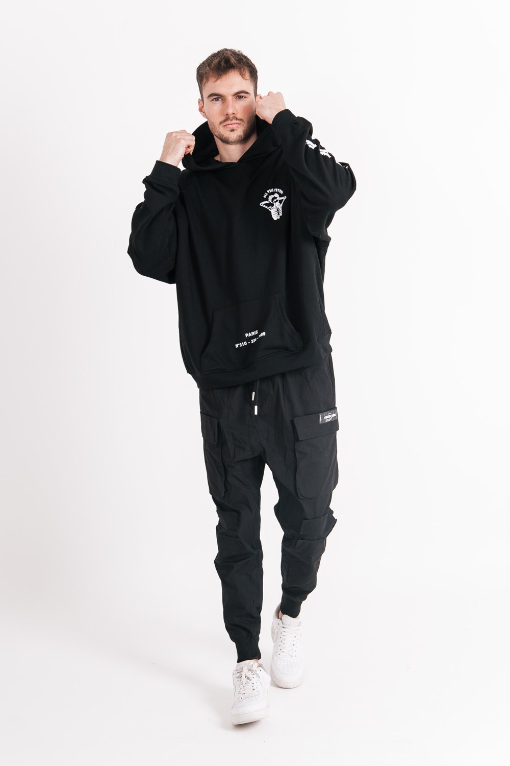 Sixth June - Sweat capuche squelette gothique Noir