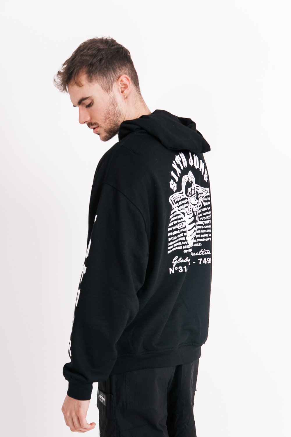 Sixth June - Sweat capuche squelette gothique Noir