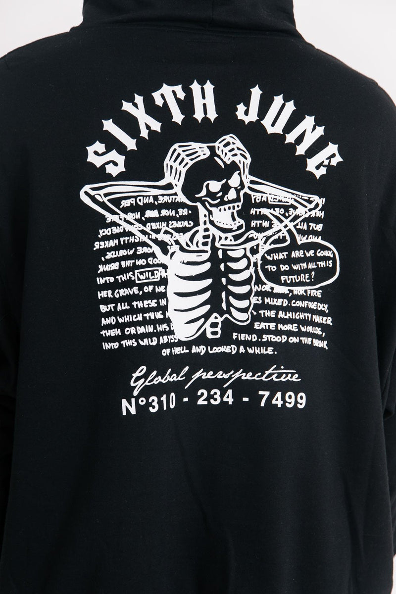 Sixth June - Sweat capuche squelette gothique Noir