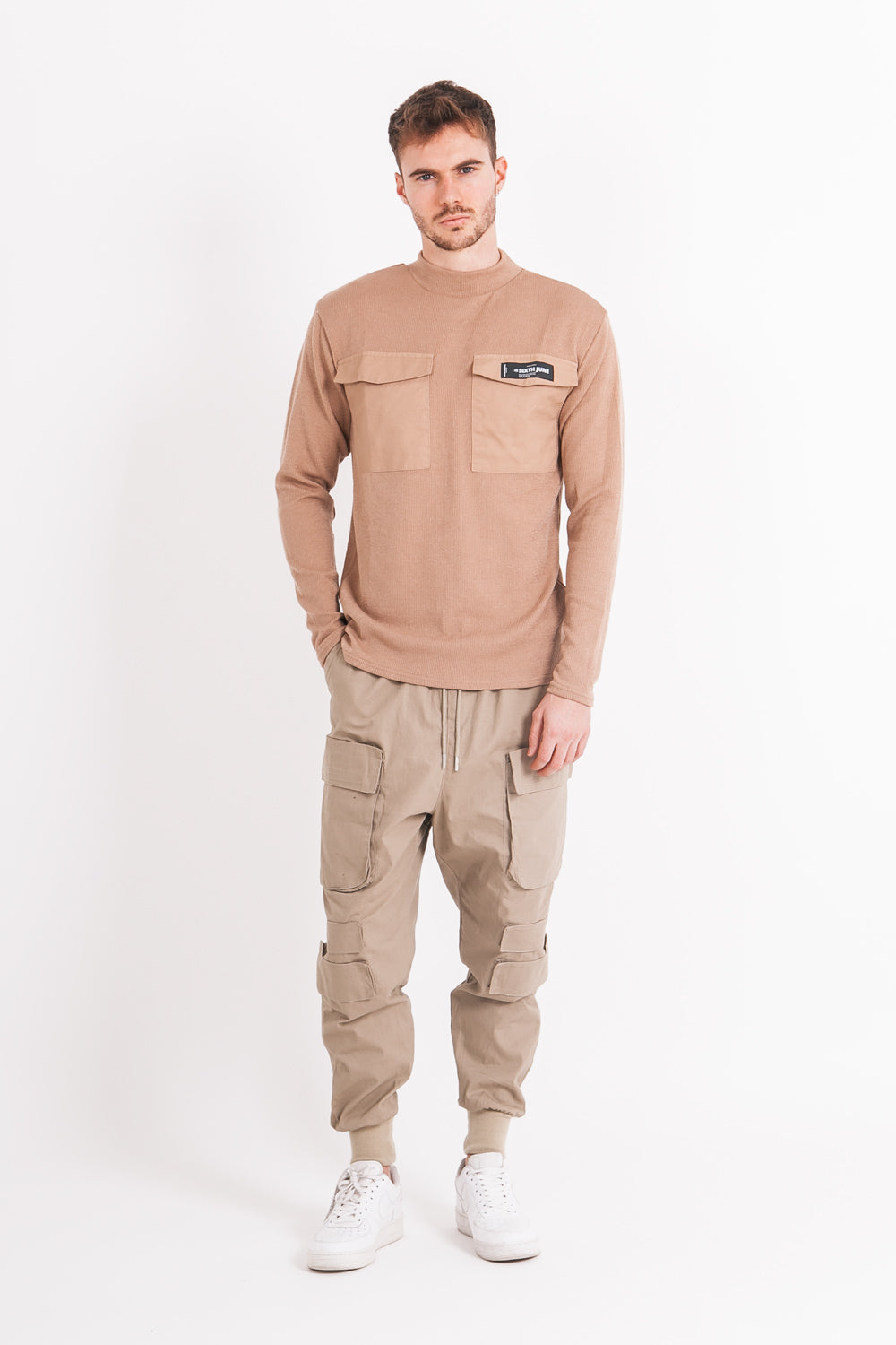 Sixth June - Pull en maille poche cargo beige