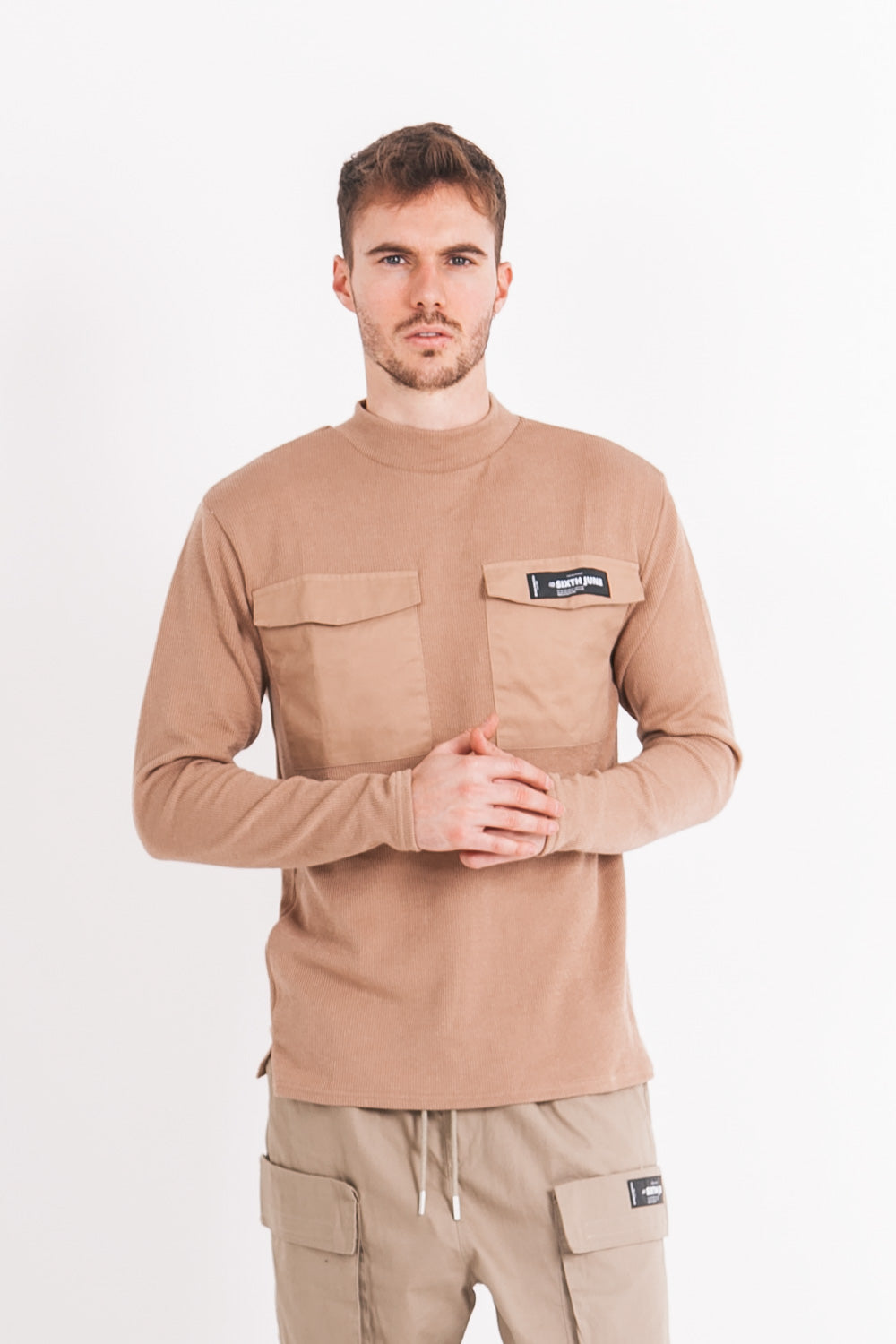 Sixth June - Pull en maille poche cargo beige