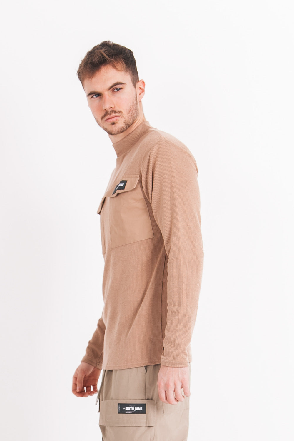 Sixth June - Pull en maille poche cargo beige