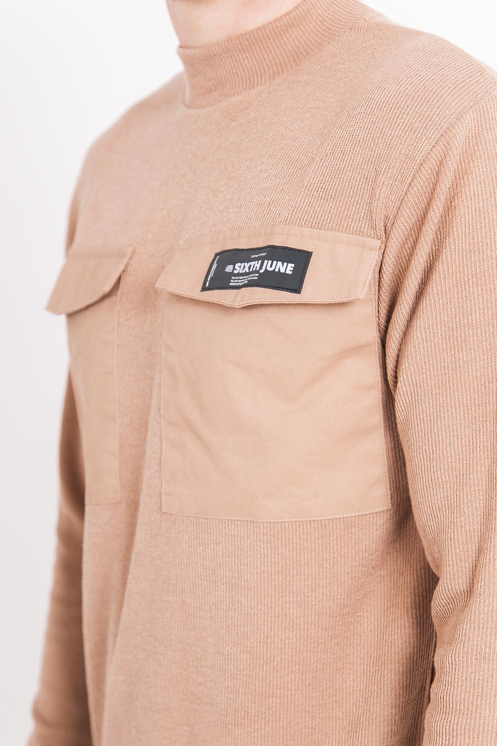 Sixth June - Pull en maille poche cargo beige