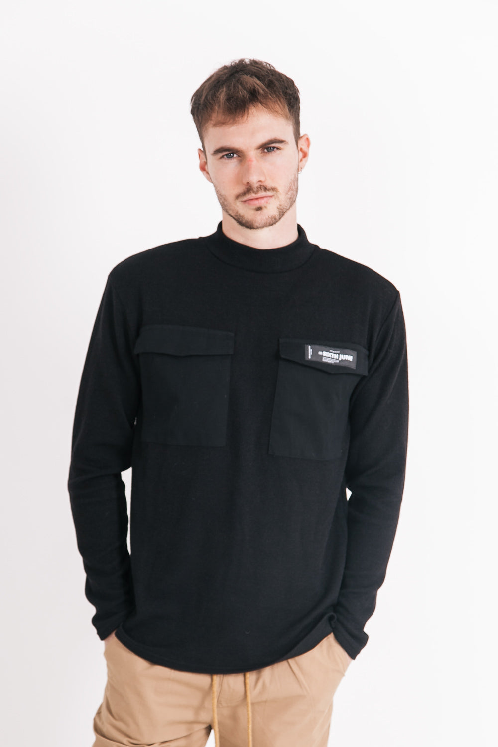 Sixth June - Pull en maille poche cargo noir