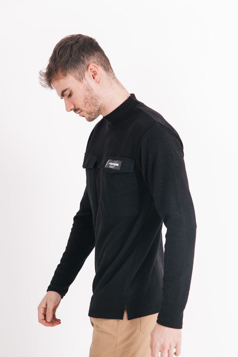 Sixth June - Pull en maille poche cargo noir