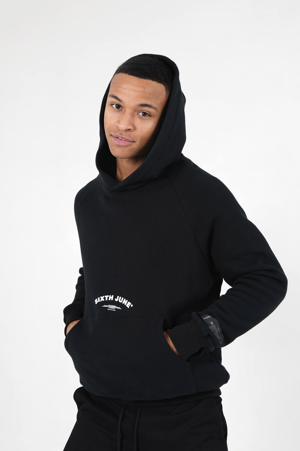 Sixth June - Sweat capuche logo incurvé Noir
