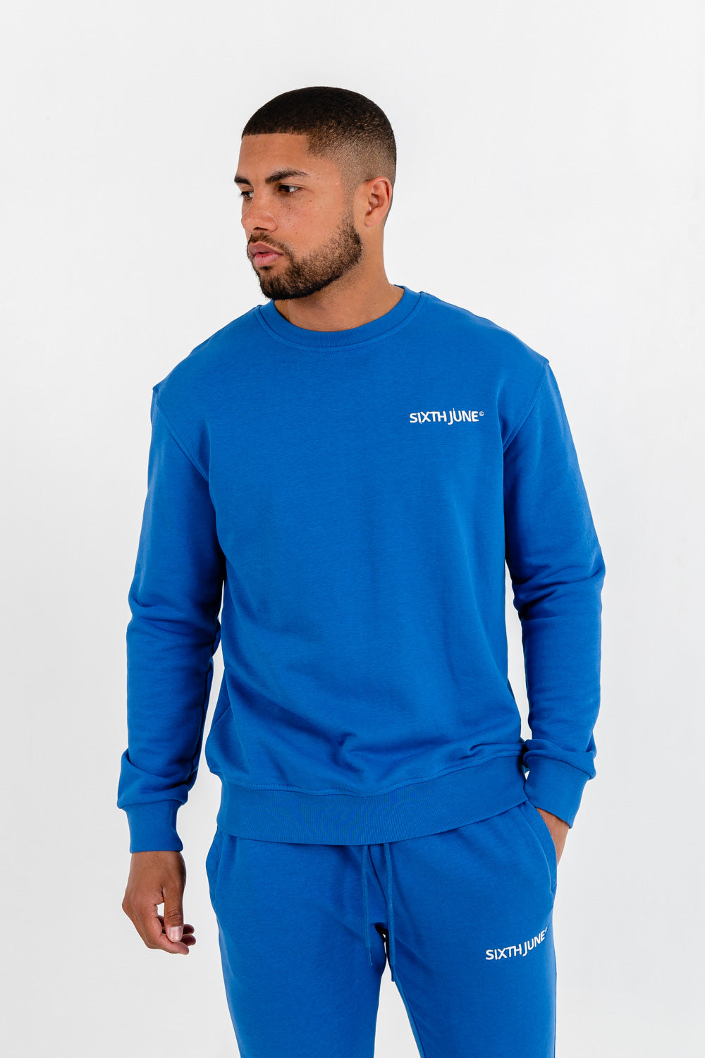 Sixth June - Sweatshirt soft logo brodé Bleu foncé