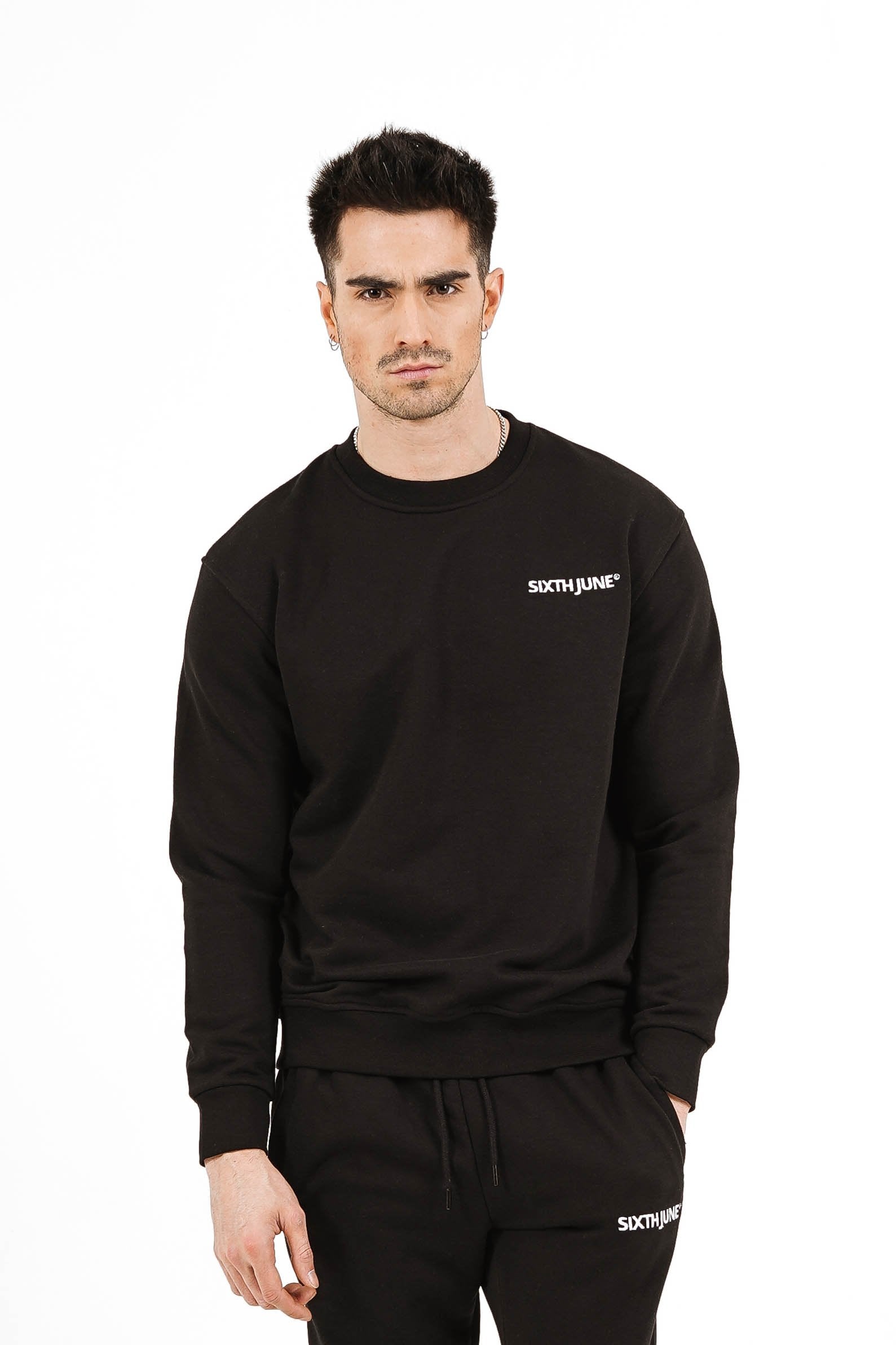 Sixth June - Sweatshirt soft logo brodé Noir