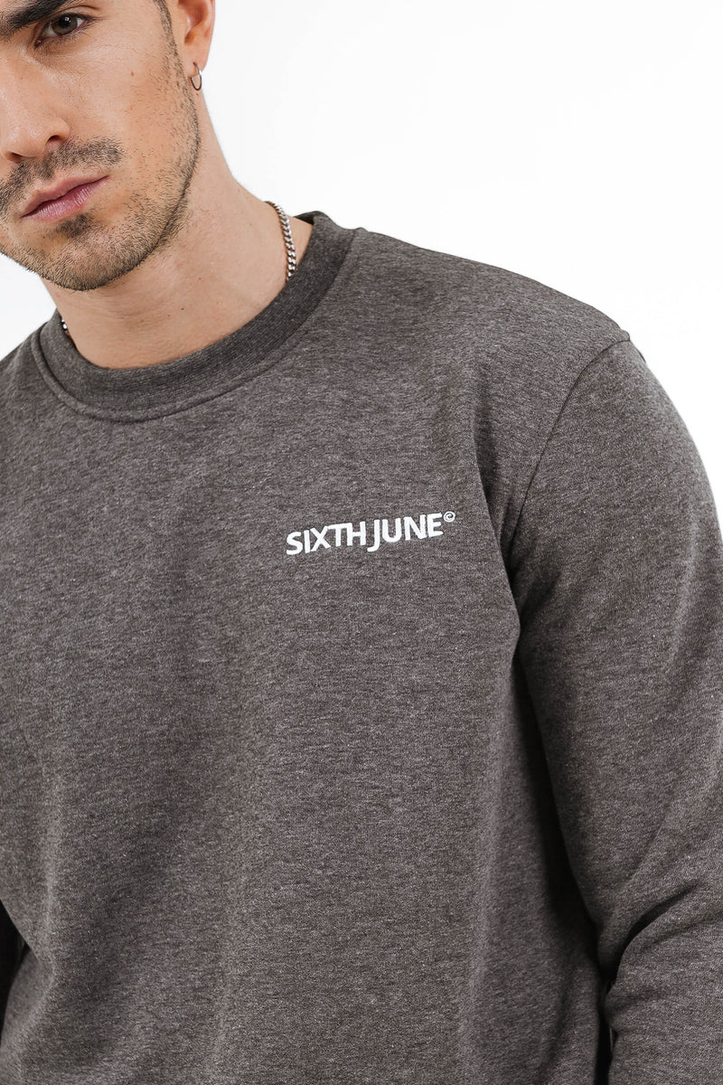Sixth June - Sweatshirt soft logo brodé Gris foncé