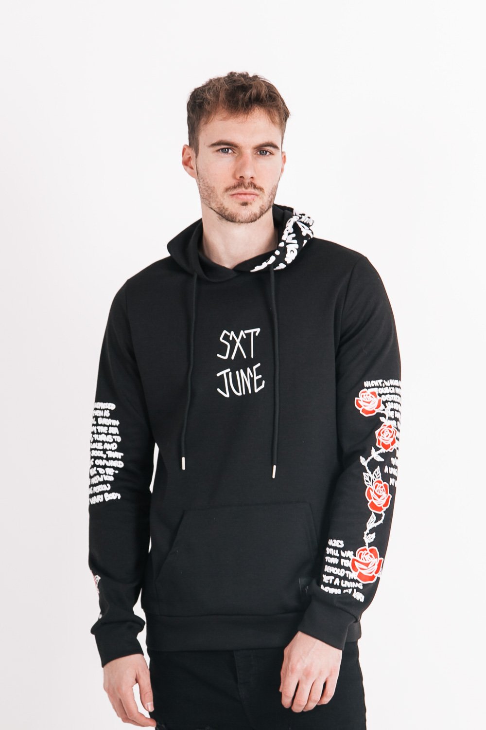 Sixth June - Sweat capuche imprimé tête de mort Noir blanc