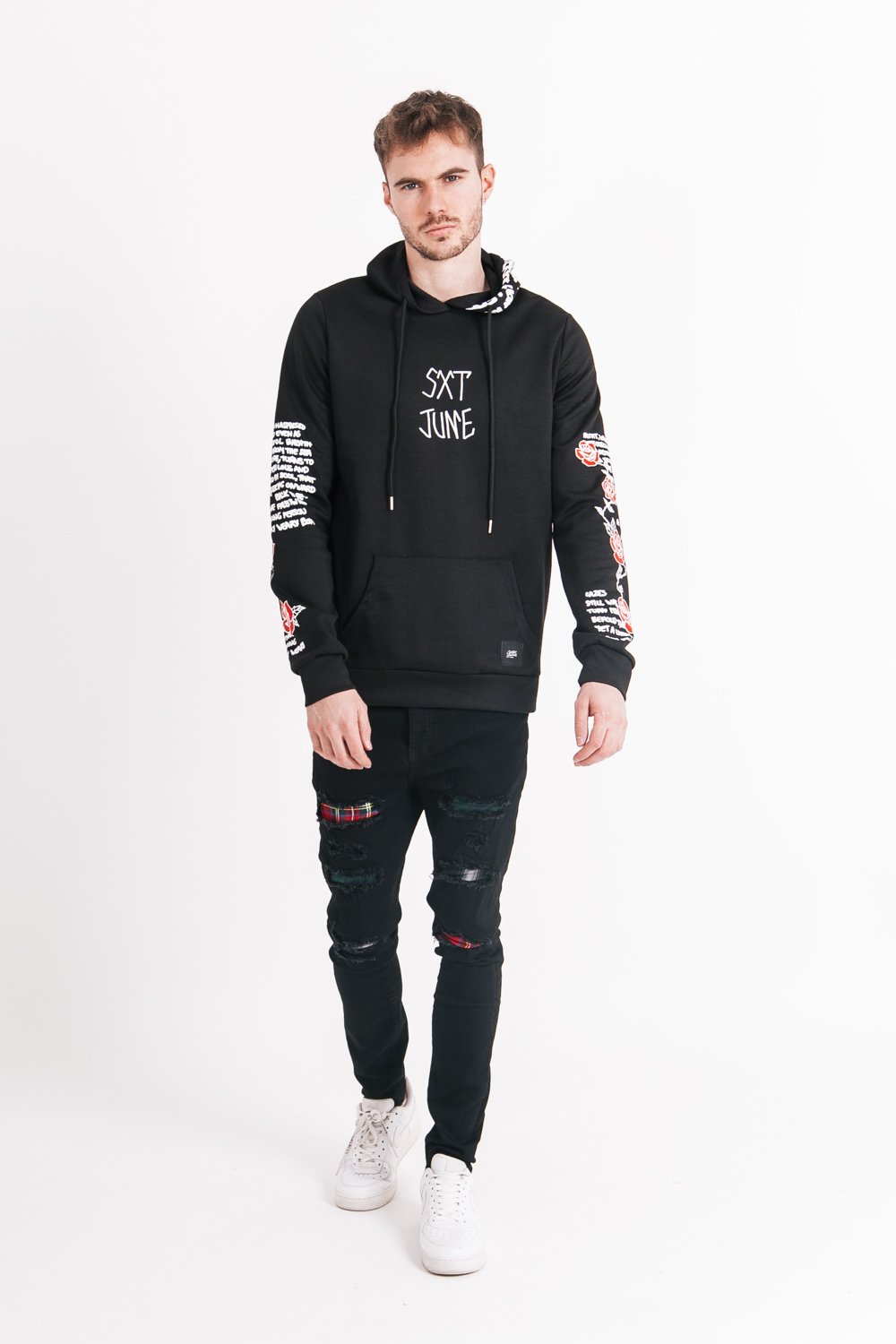 Sixth June - Sweat capuche imprimé tête de mort Noir blanc