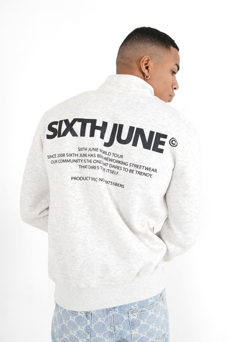 Sixth June - Sweatshirt col zip logo Gris clair