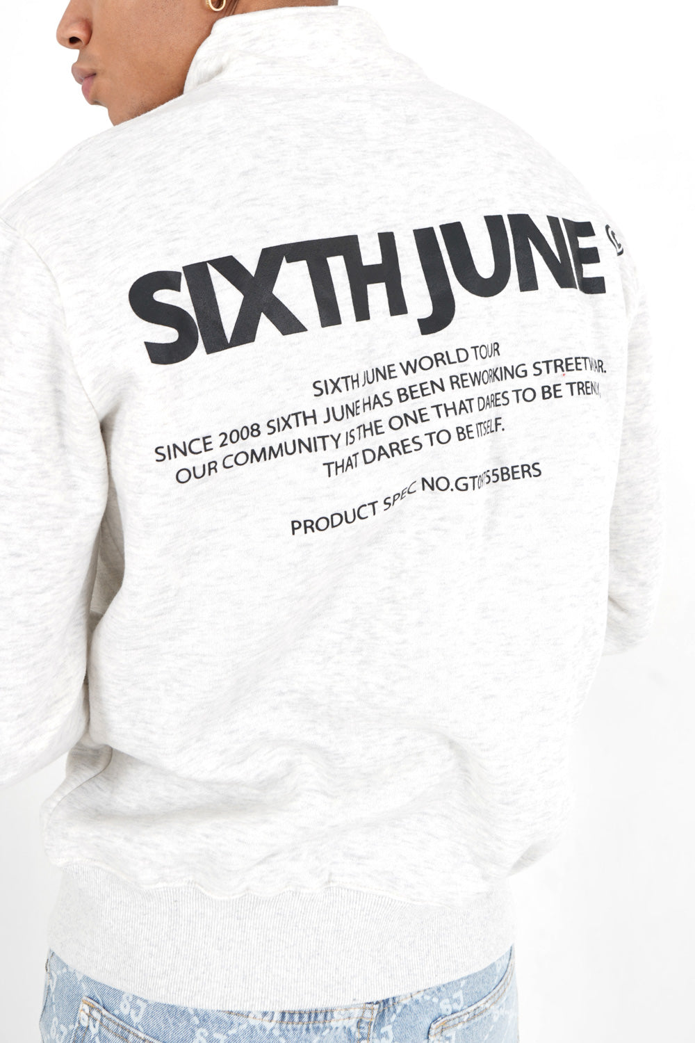 Sixth June - Sweatshirt col zip logo Gris clair