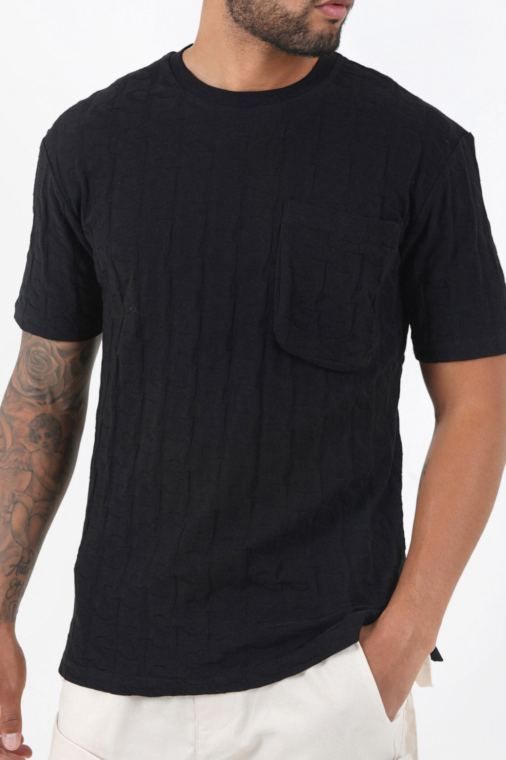 Sixth June - T-shirt monogramme tissé Noir