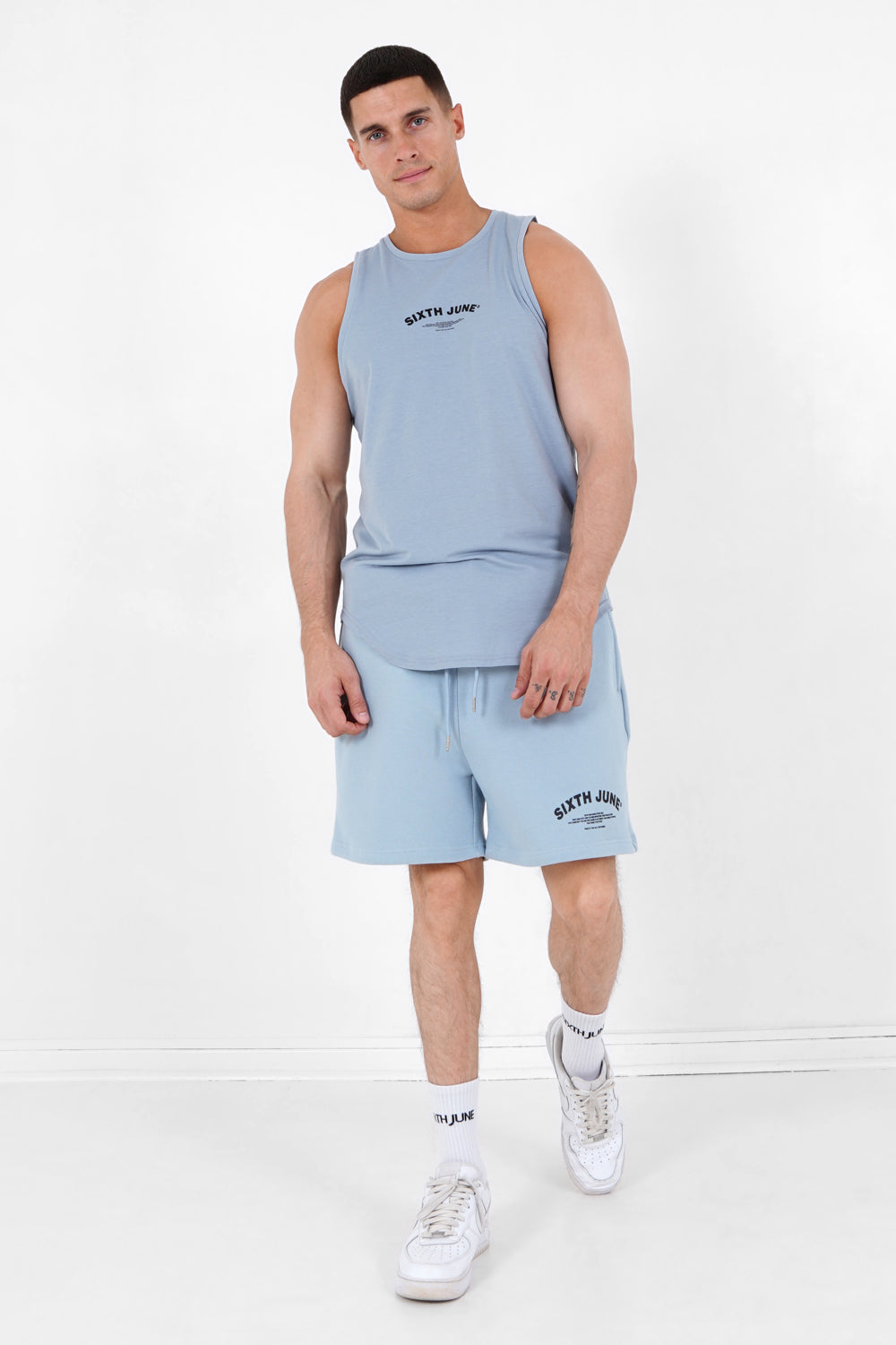 Sixth June - Débardeur logo incurvé Bleu clair