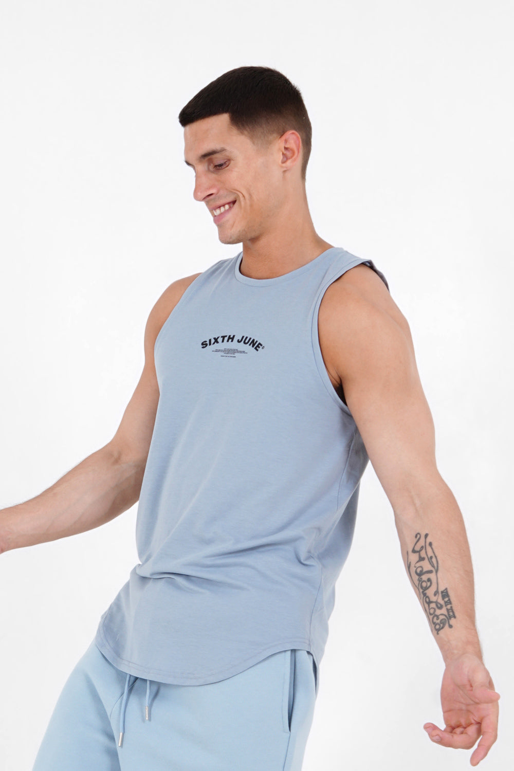 Sixth June - Débardeur logo incurvé Bleu clair