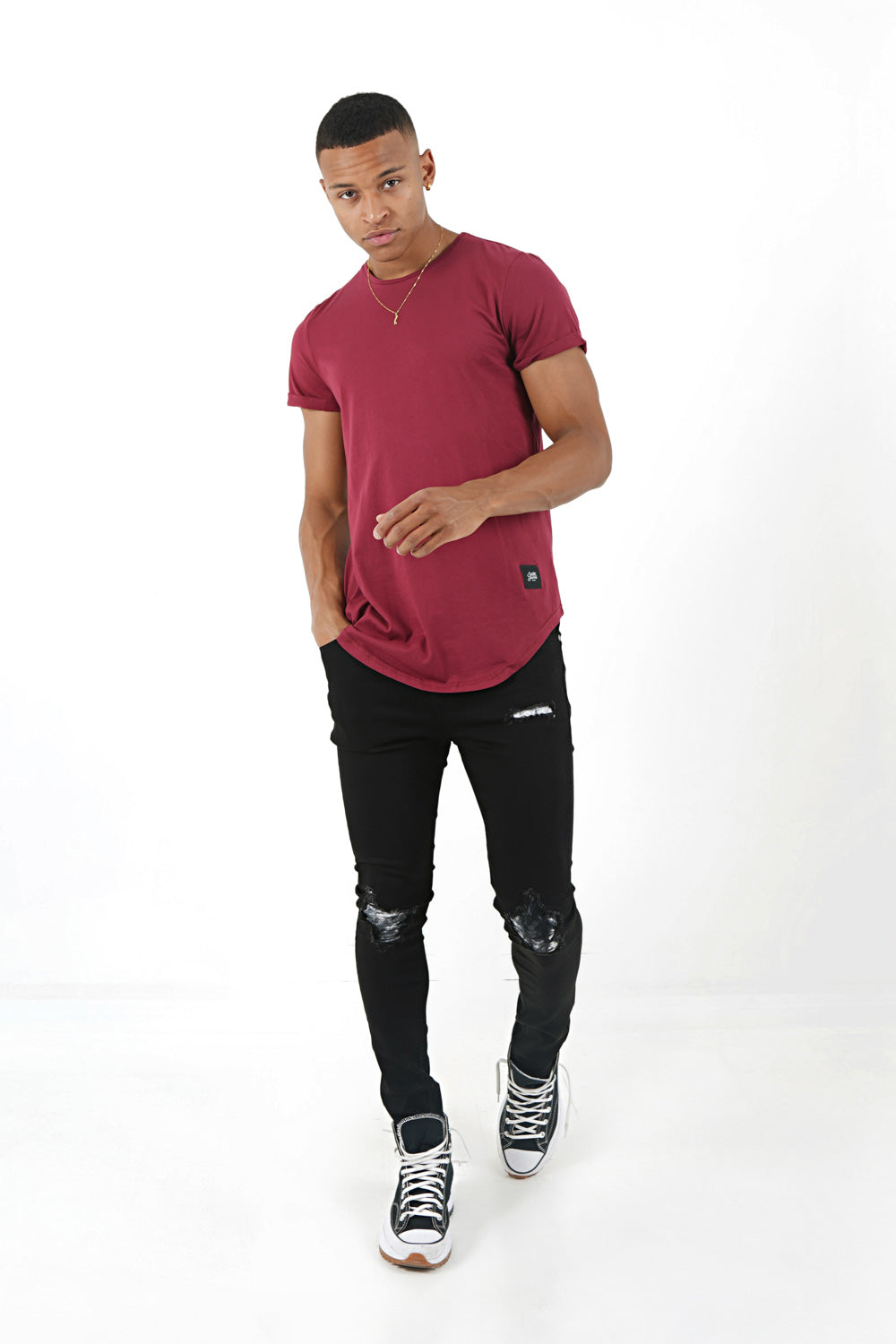 Sixth June - T-shirt bas arrondi Rouge bordeaux