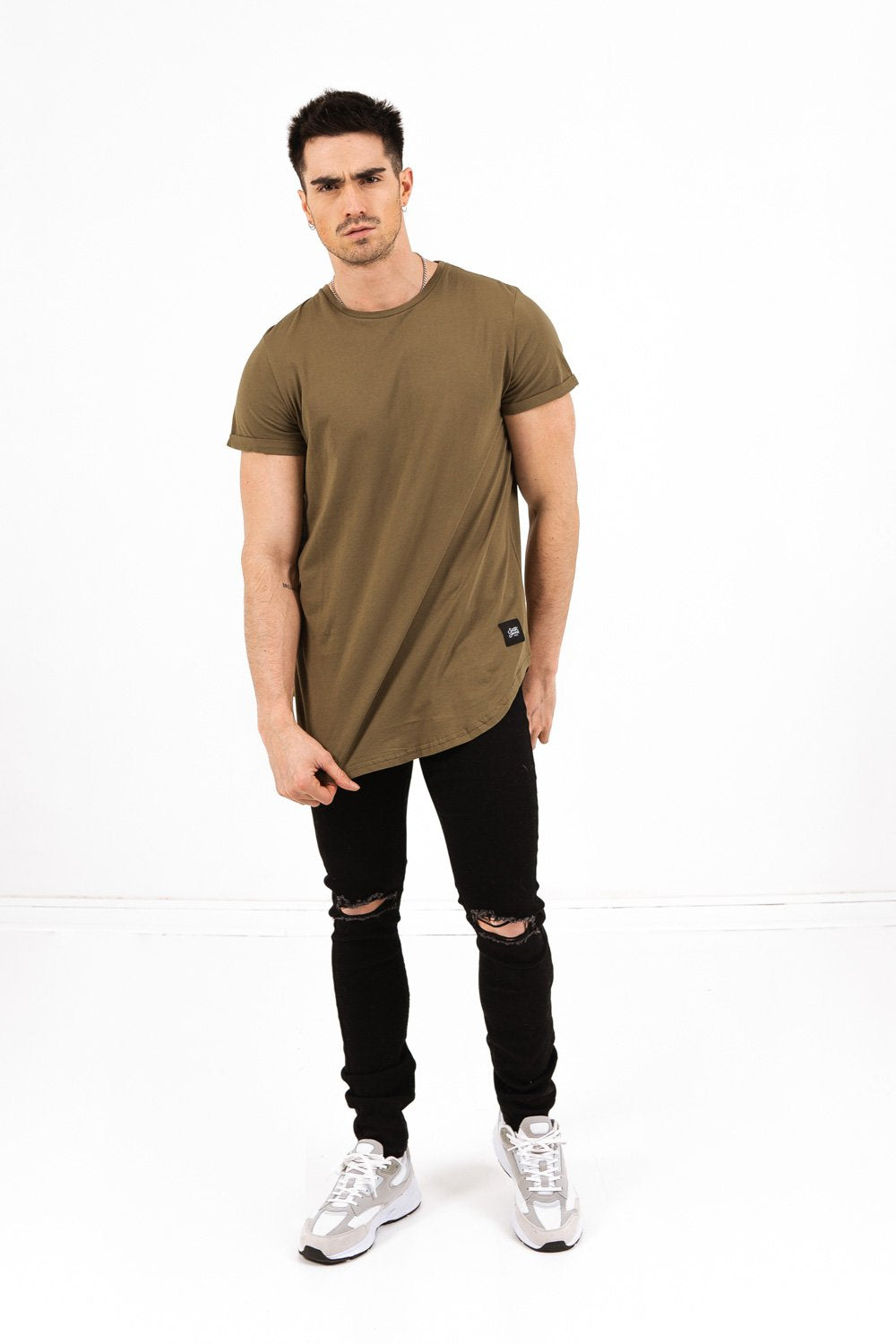 Sixth June - T-shirt bas arrondi Vert kaki