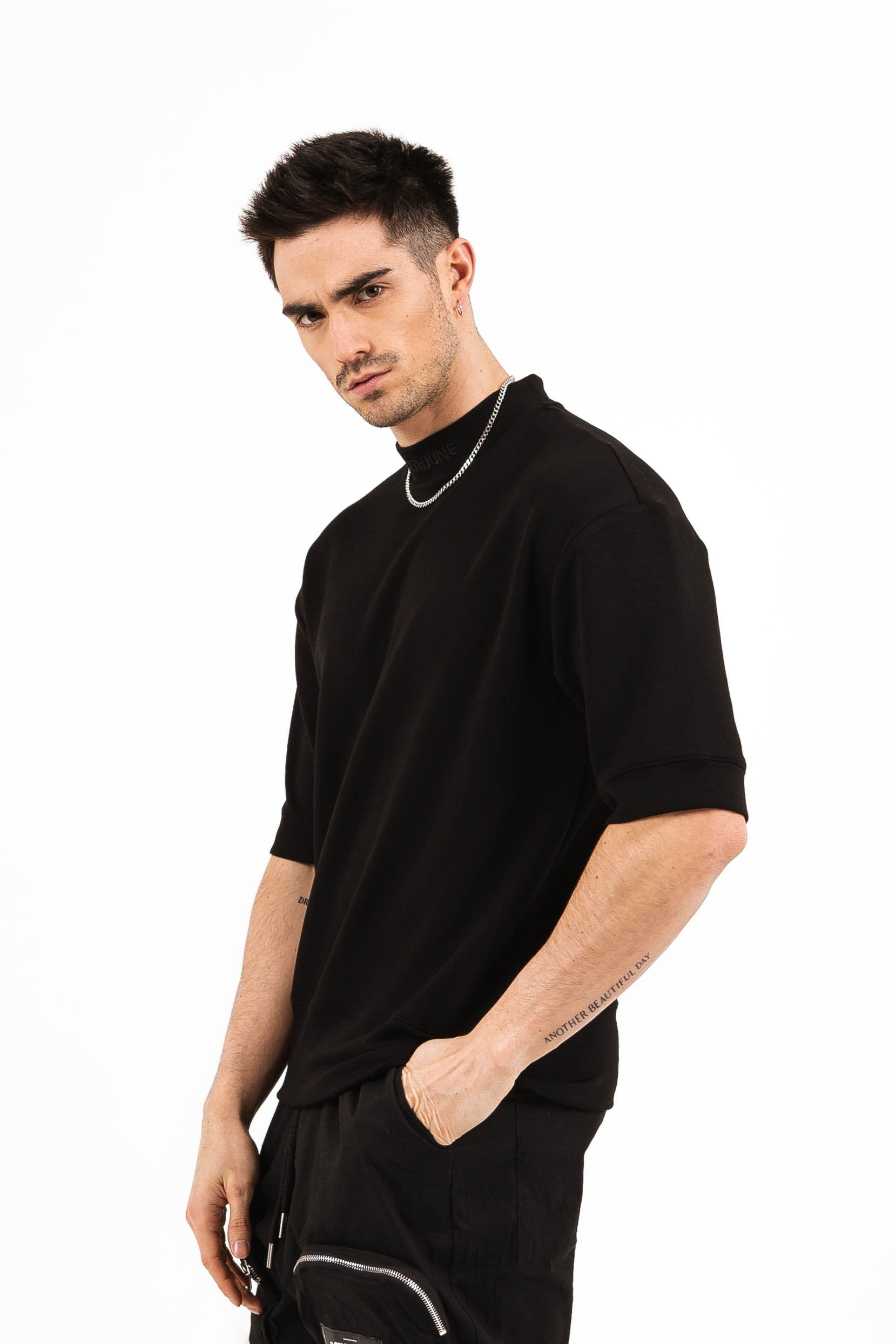 Sixth June - T-shirt manches mi-longues col noir