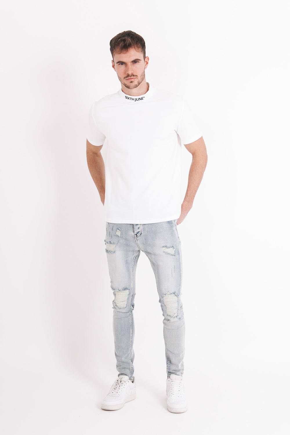 Sixth June - T-shirt logo col blanc