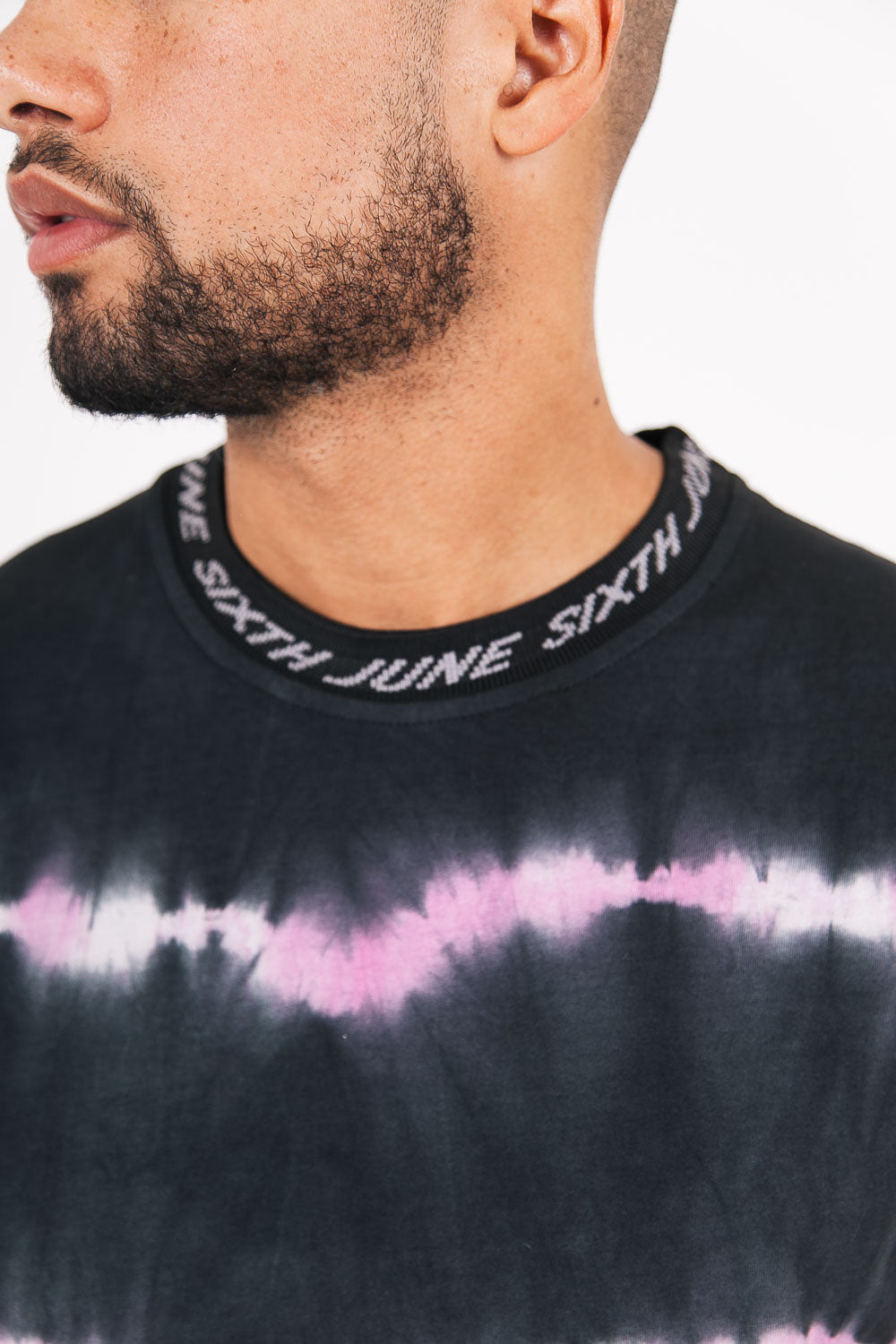 Sixth June - T-shirt tie and dye col côtelé noir