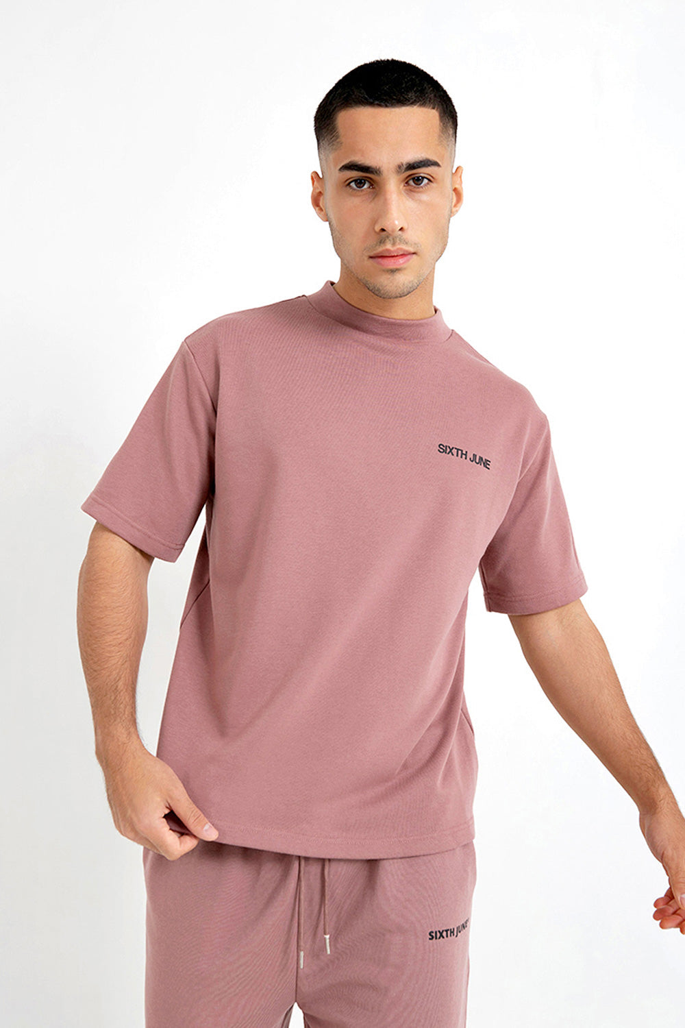 Sixth June - Sweatshirt manches courtes logo Rose foncé