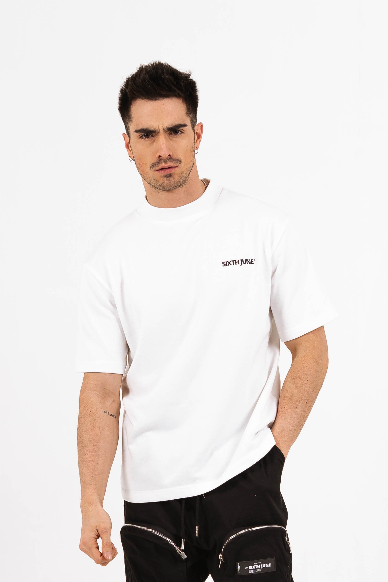 Sweatshirt manches courtes logo blanc