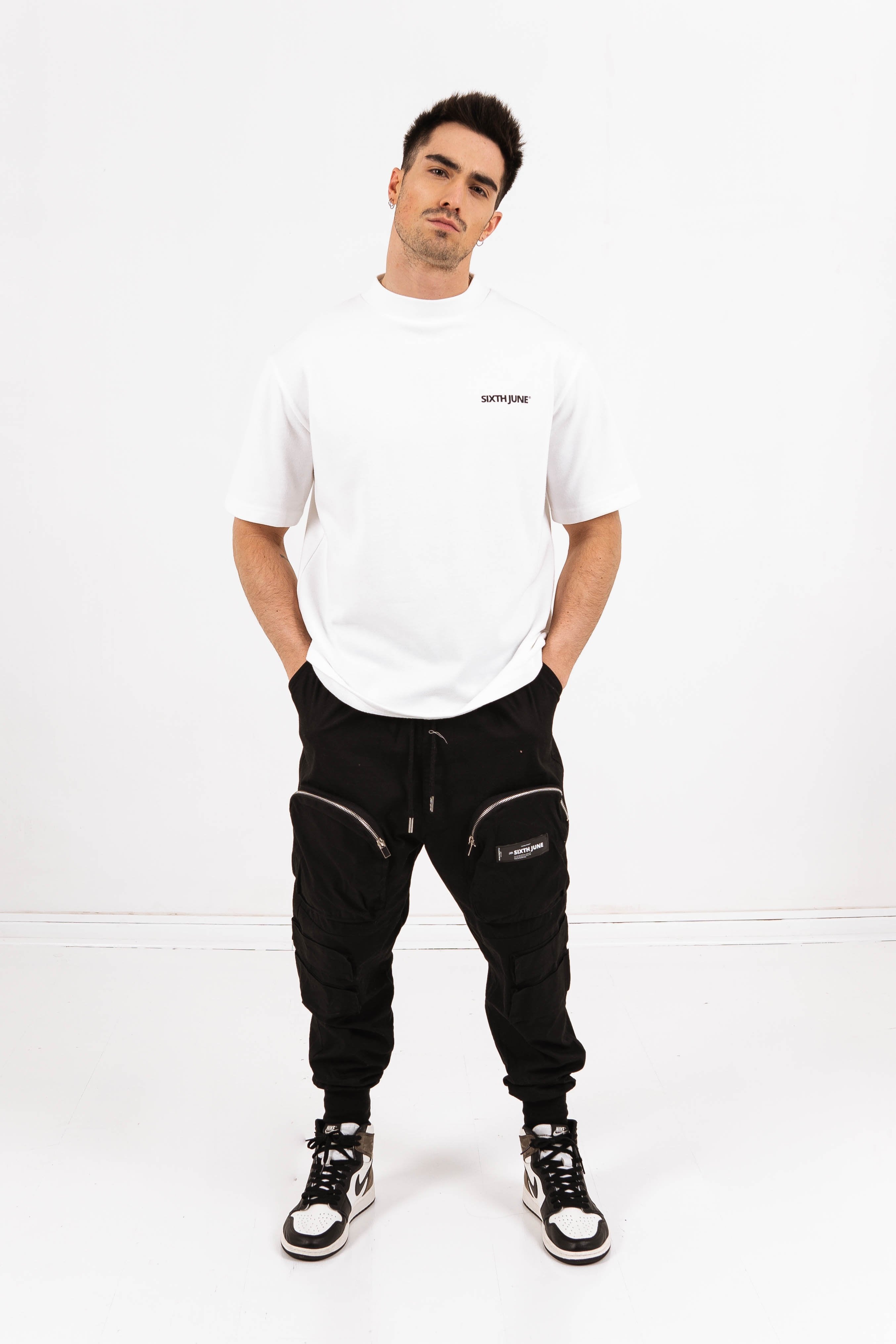 Sweatshirt manches courtes logo blanc