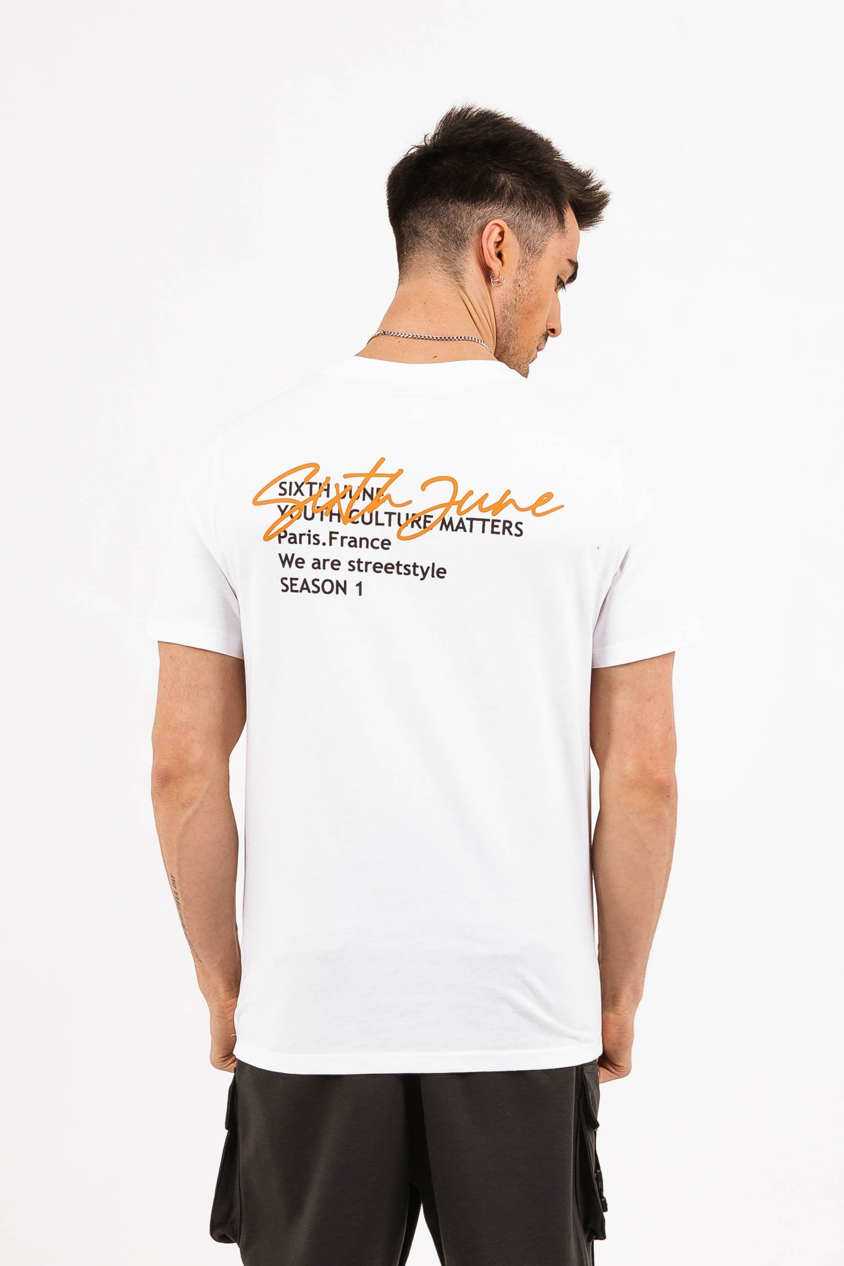 T-shirt dos signature blanc