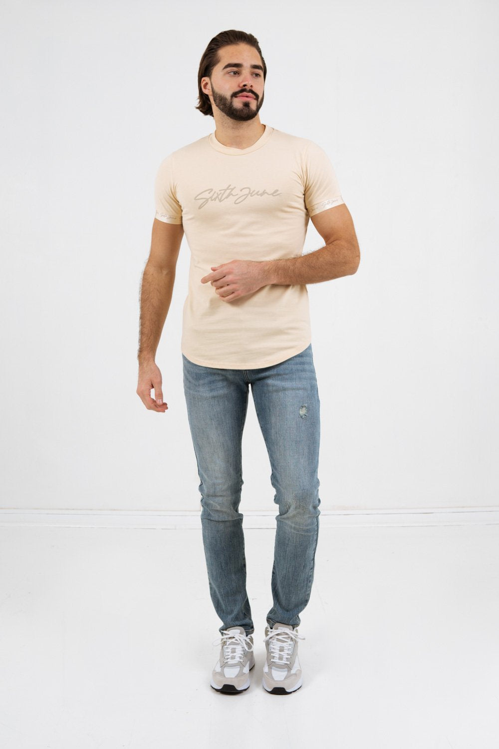 Sixth June - T-shirt logo signature relief Beige