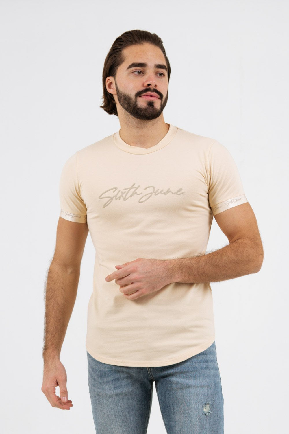 Sixth June - T-shirt logo signature relief Beige