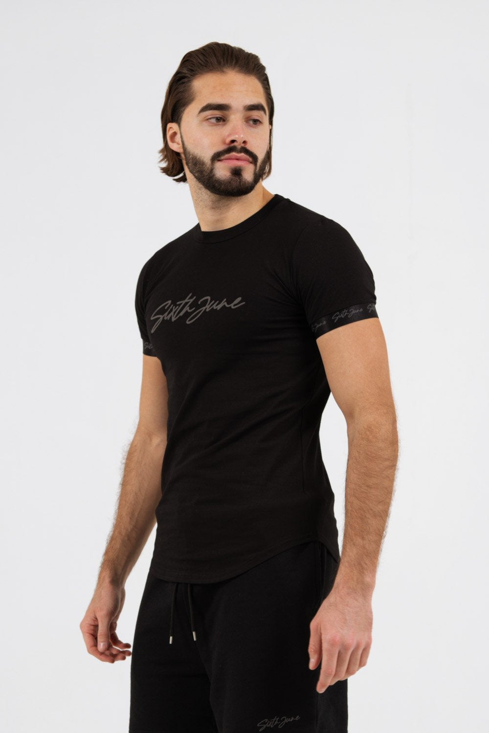 Sixth June - T-shirt logo signature relief Noir