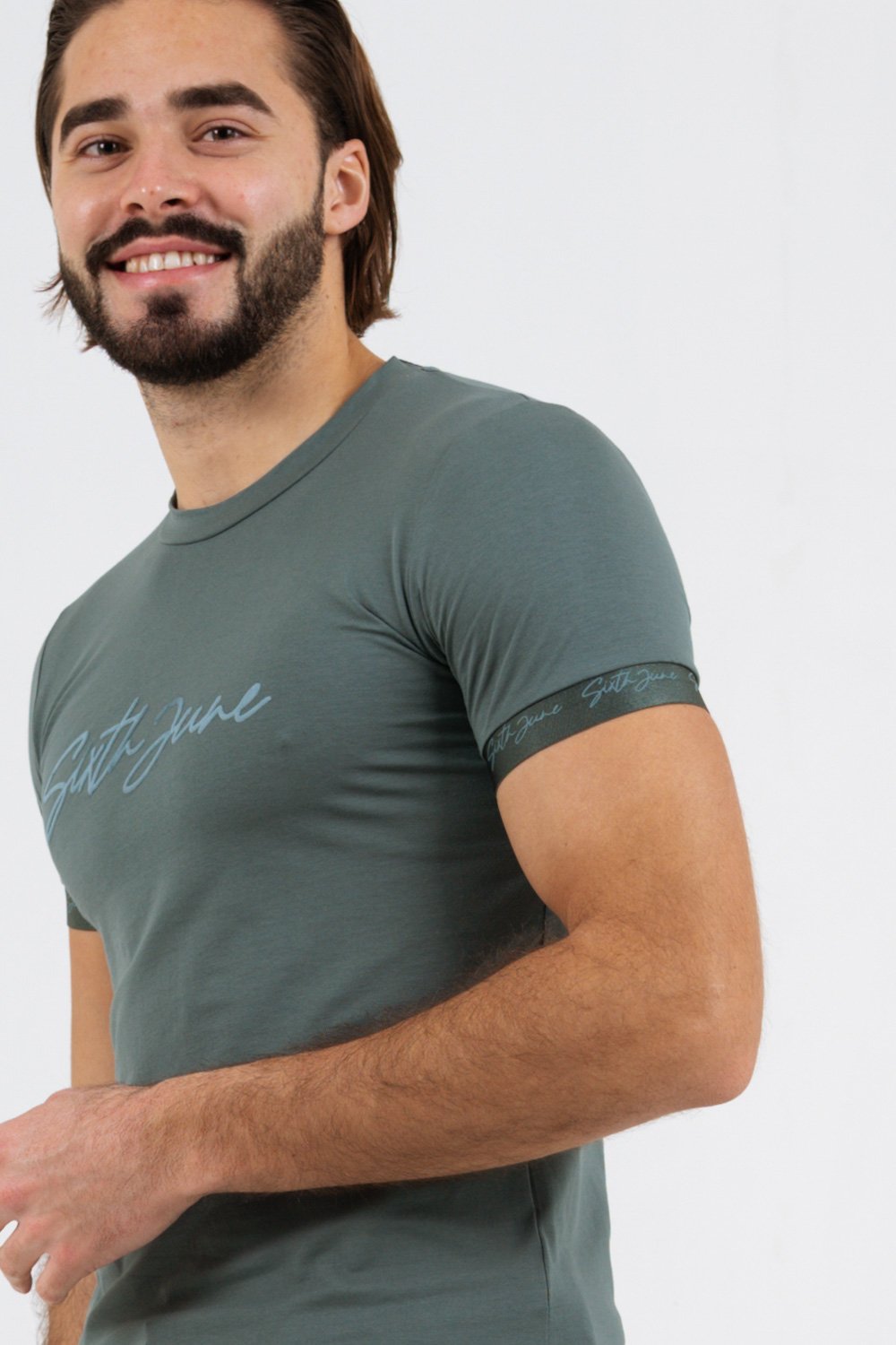 Sixth June - T-shirt logo signature relief Vert foncé