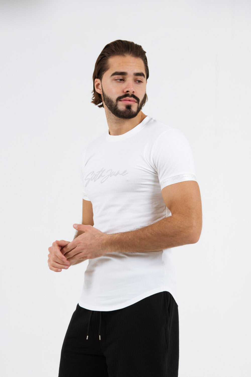 Sixth June - T-shirt logo signature relief Blanc