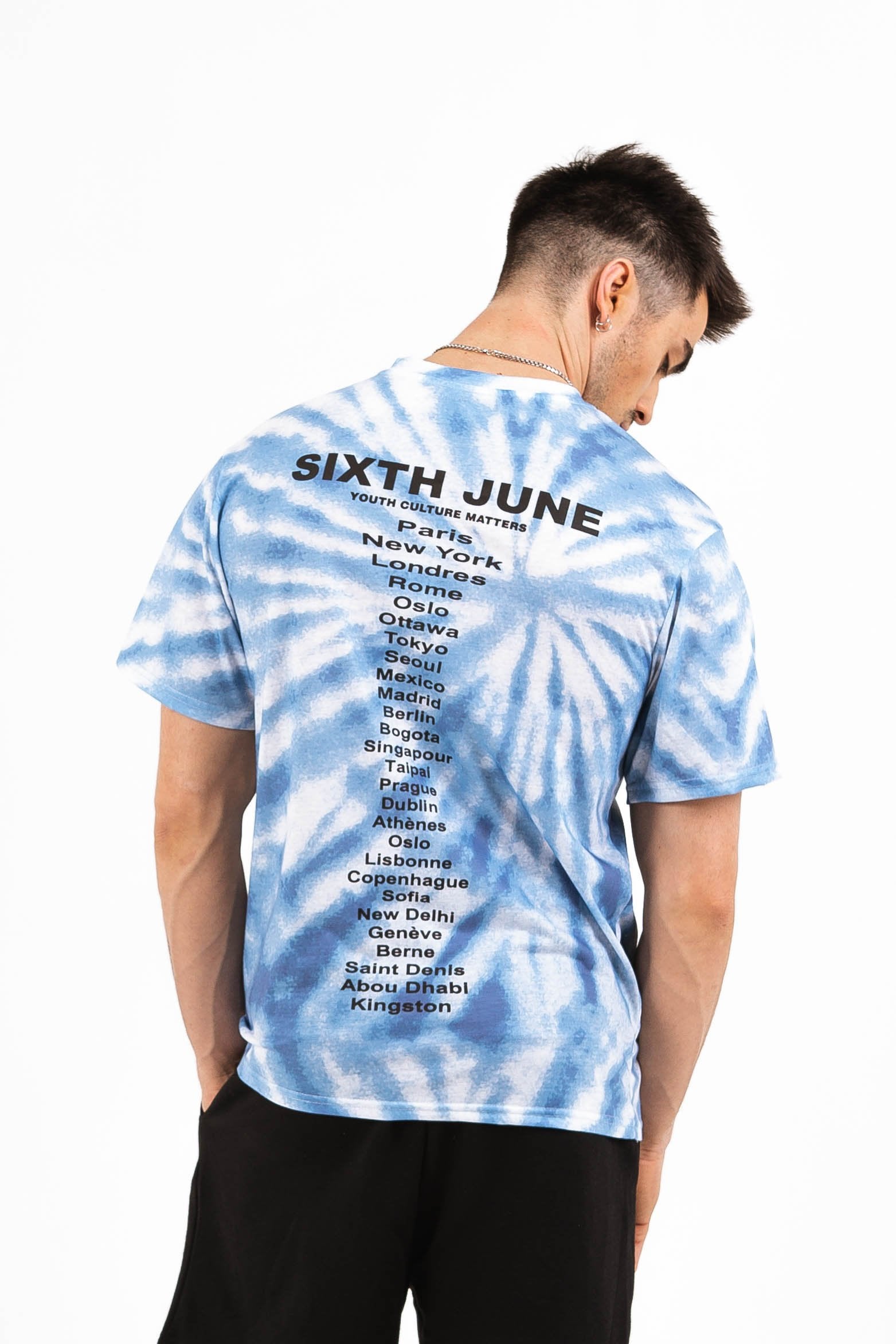 Sixth June - T-shirt tie dye capitales bleu