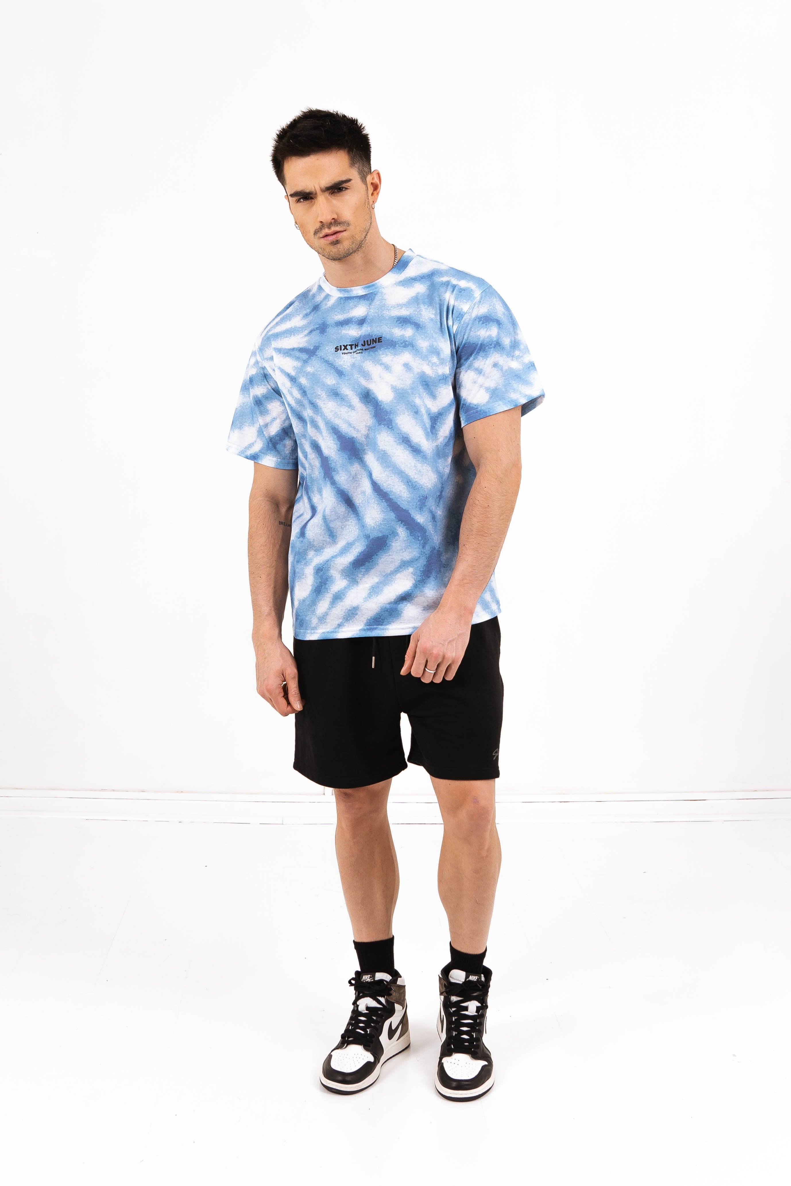 Sixth June - T-shirt tie dye capitales bleu