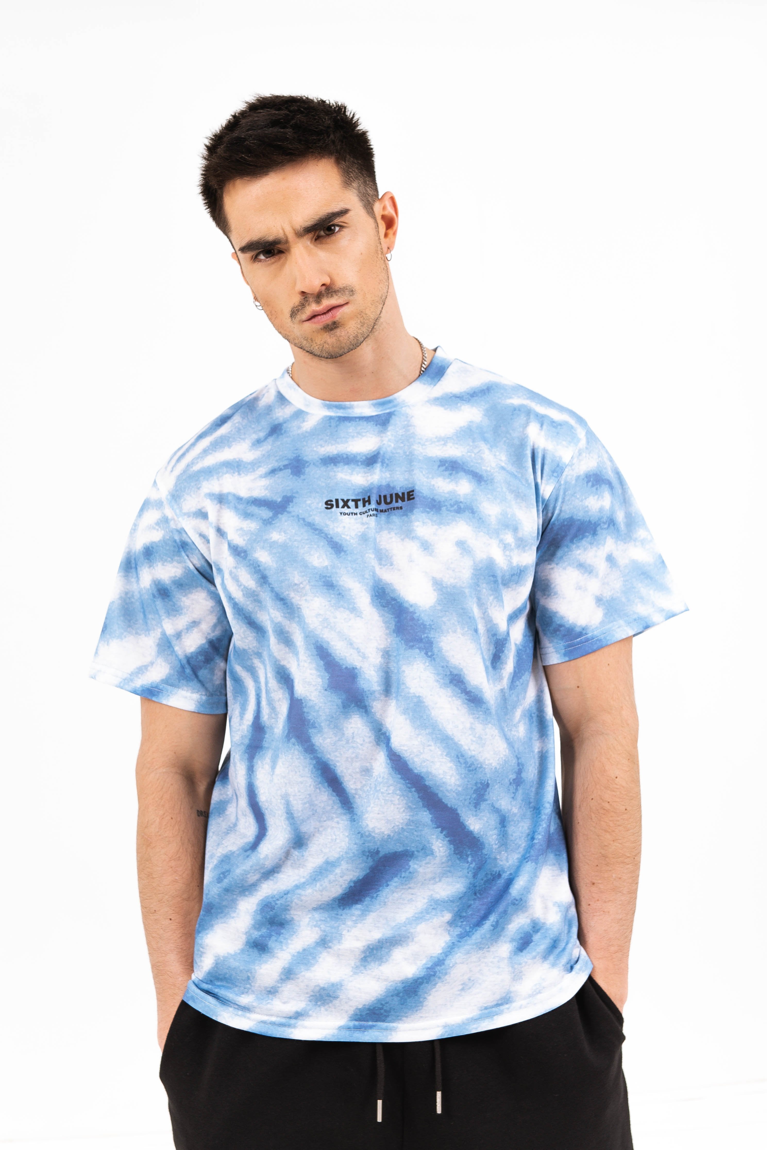 Sixth June - T-shirt tie dye capitales bleu