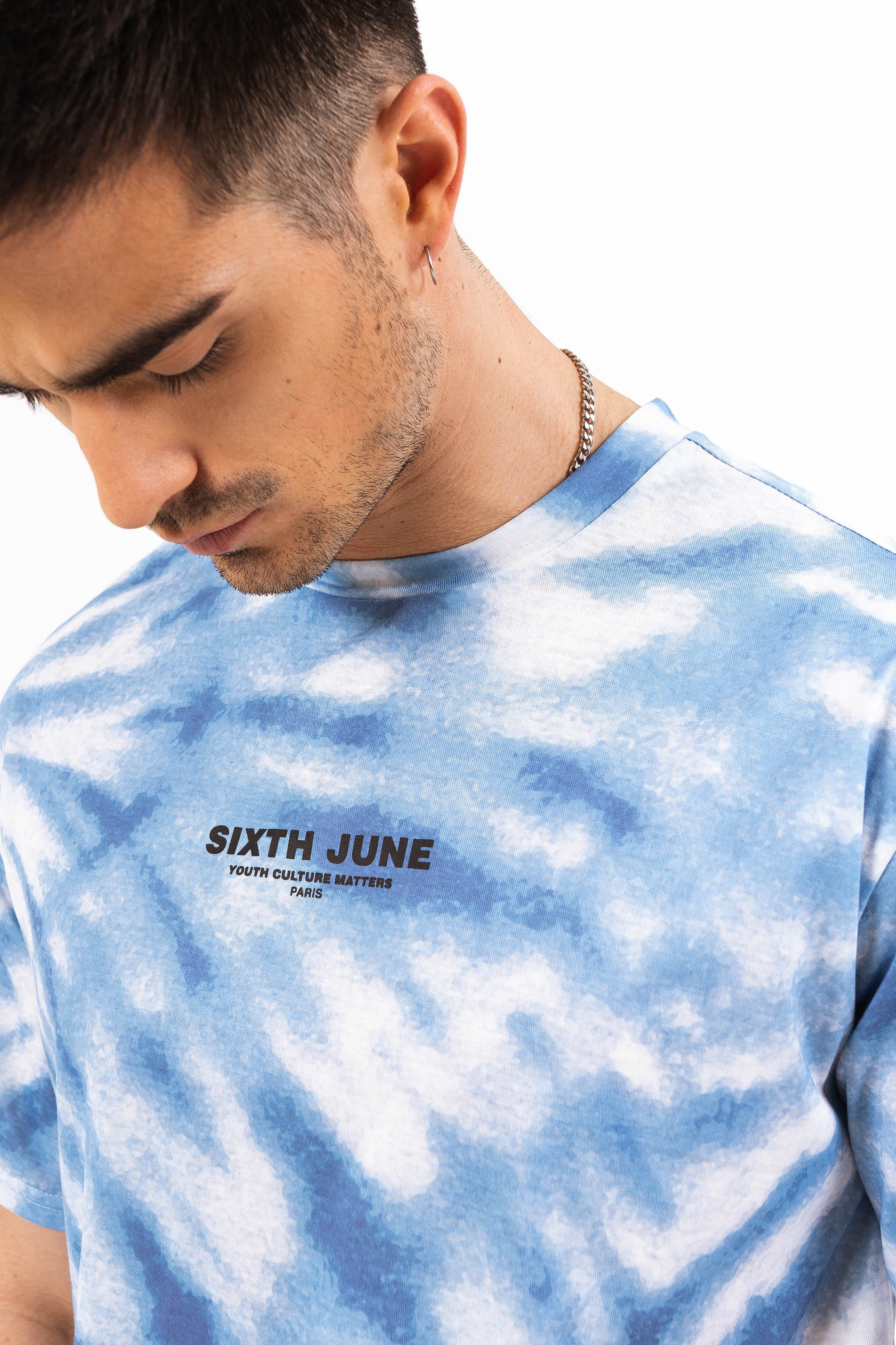 Sixth June - T-shirt tie dye capitales bleu