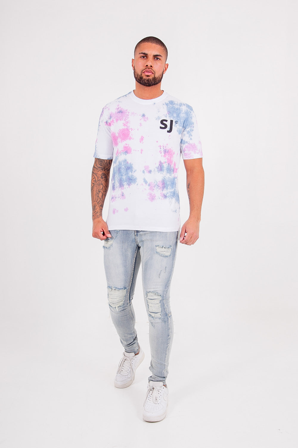 Sixth June - T-shirt monogramme tie dye logo Blanc