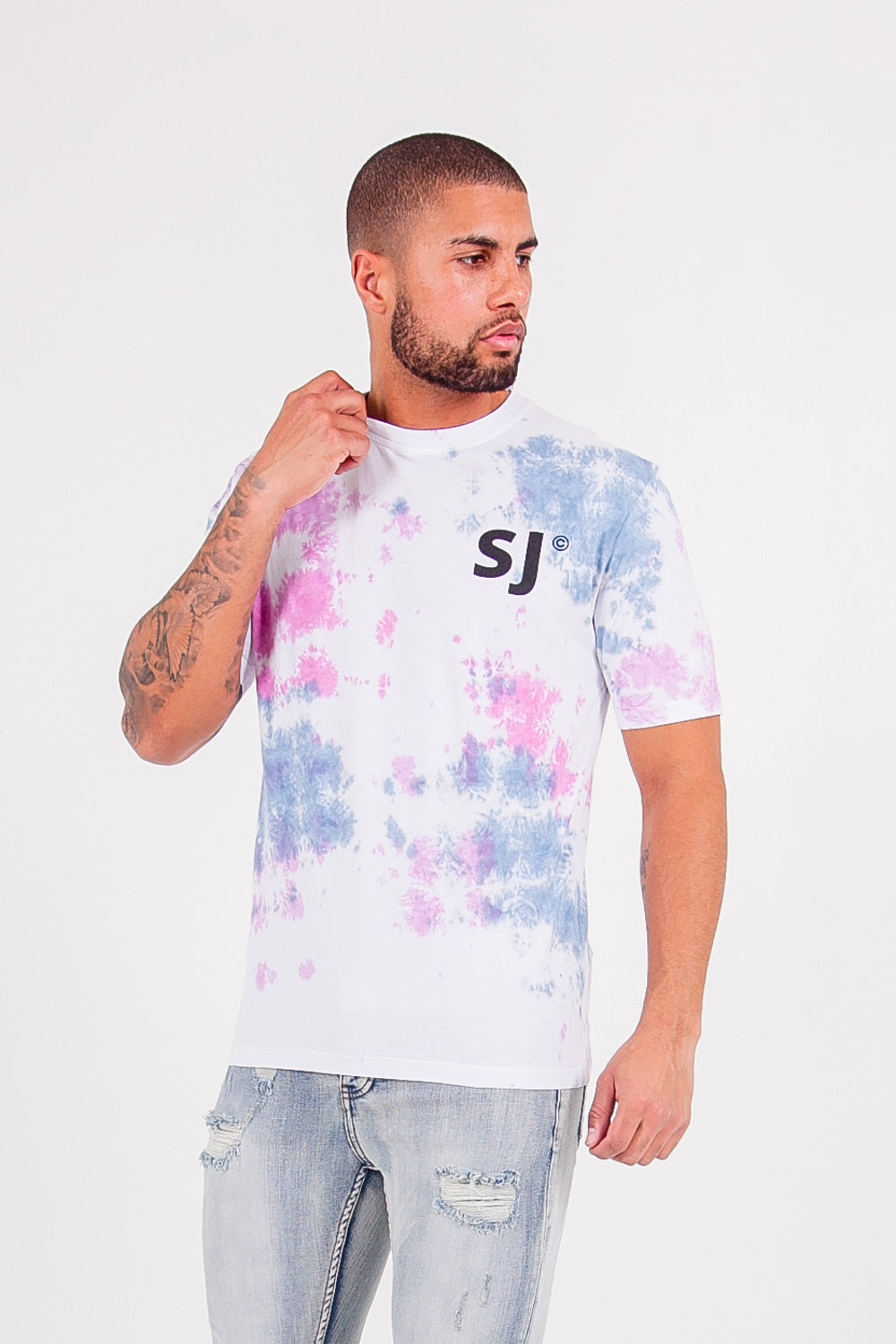 Sixth June - T-shirt monogramme tie dye logo Blanc