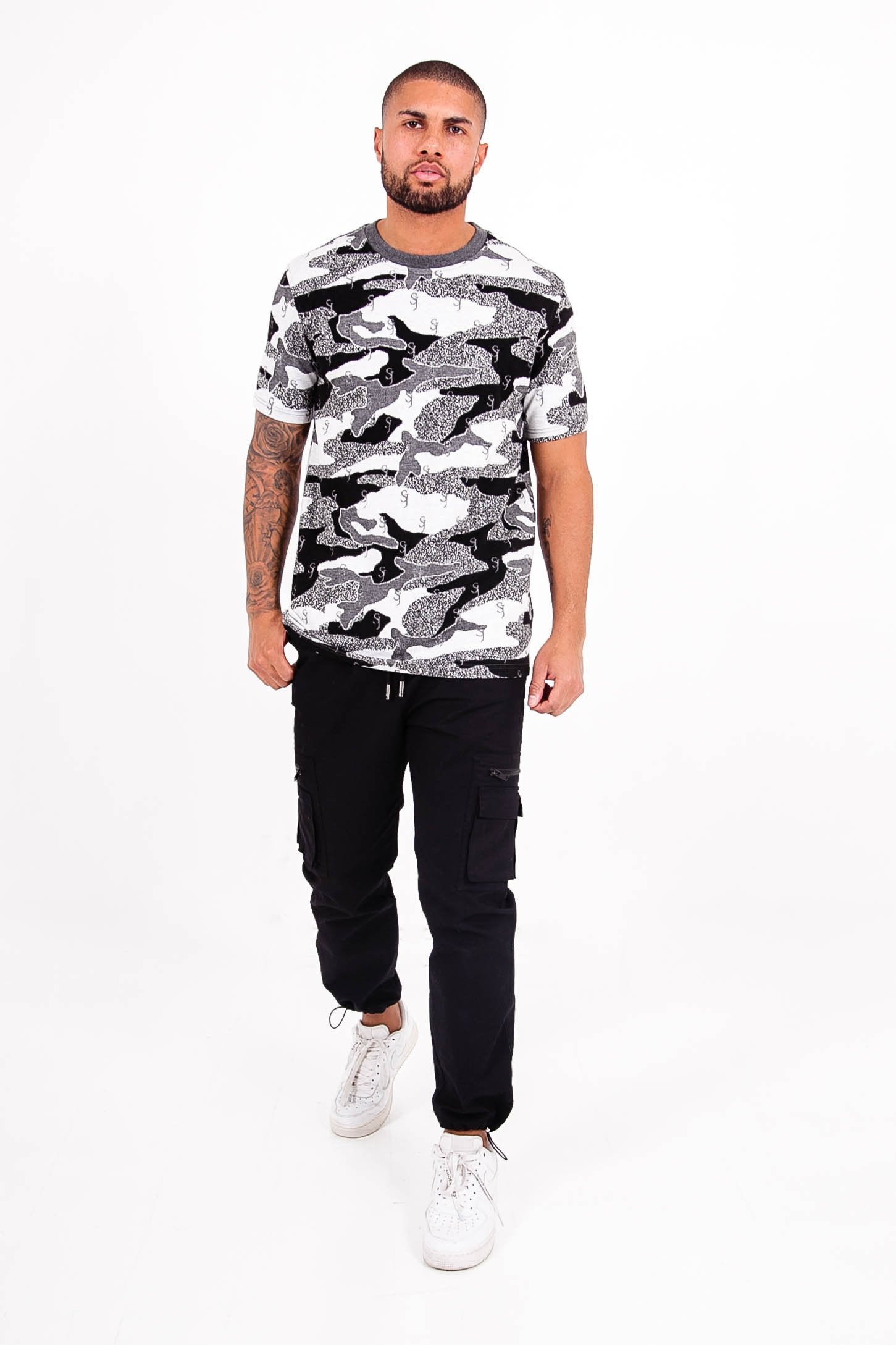 Sixth June - T-shirt jacquard camouflage logo Noir