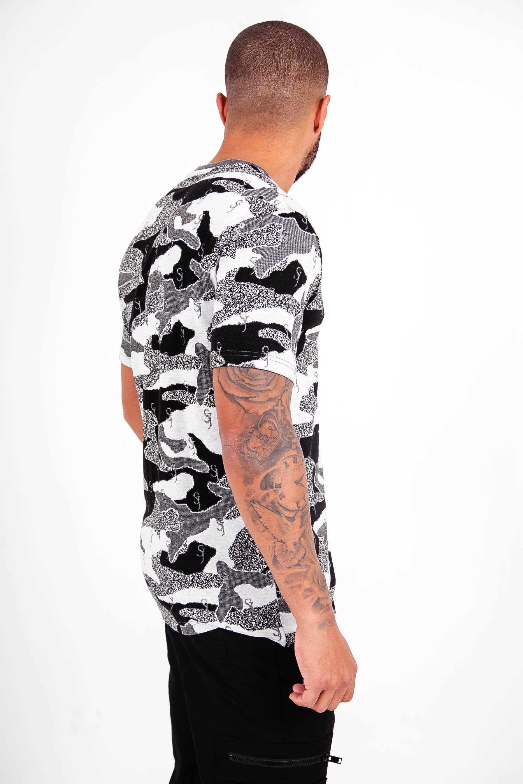 Sixth June - T-shirt jacquard camouflage logo Noir