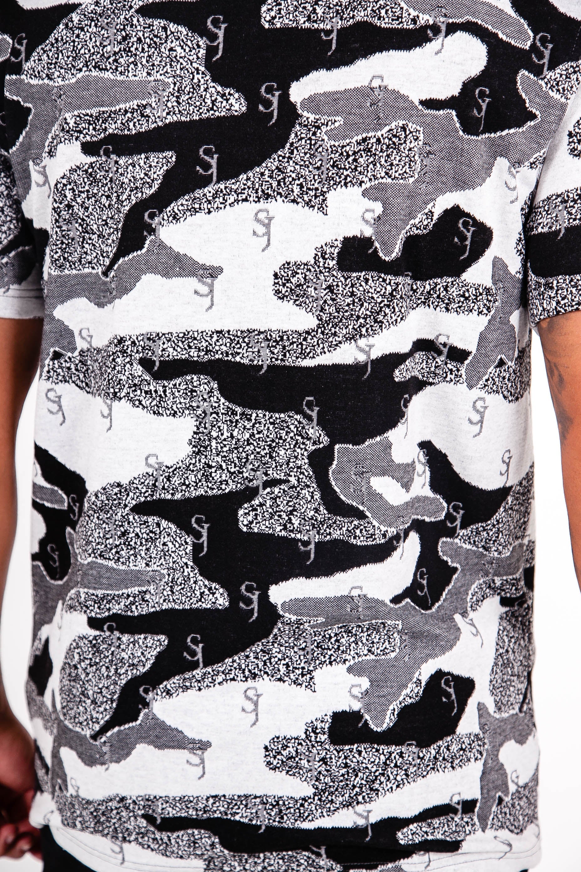 Sixth June - T-shirt jacquard camouflage logo Noir