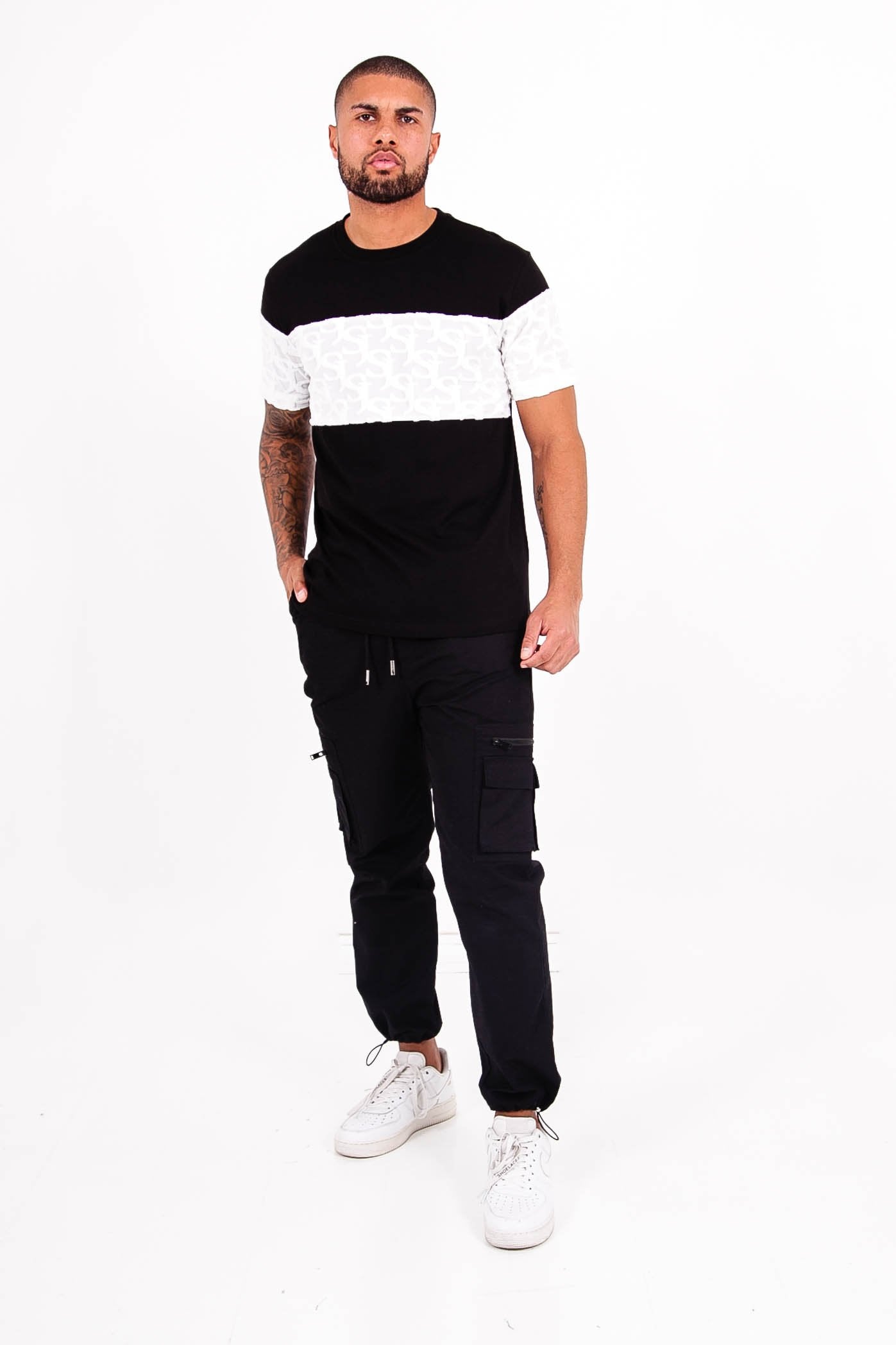 Sixth June - T-shirt bande monogramme tissée Noir