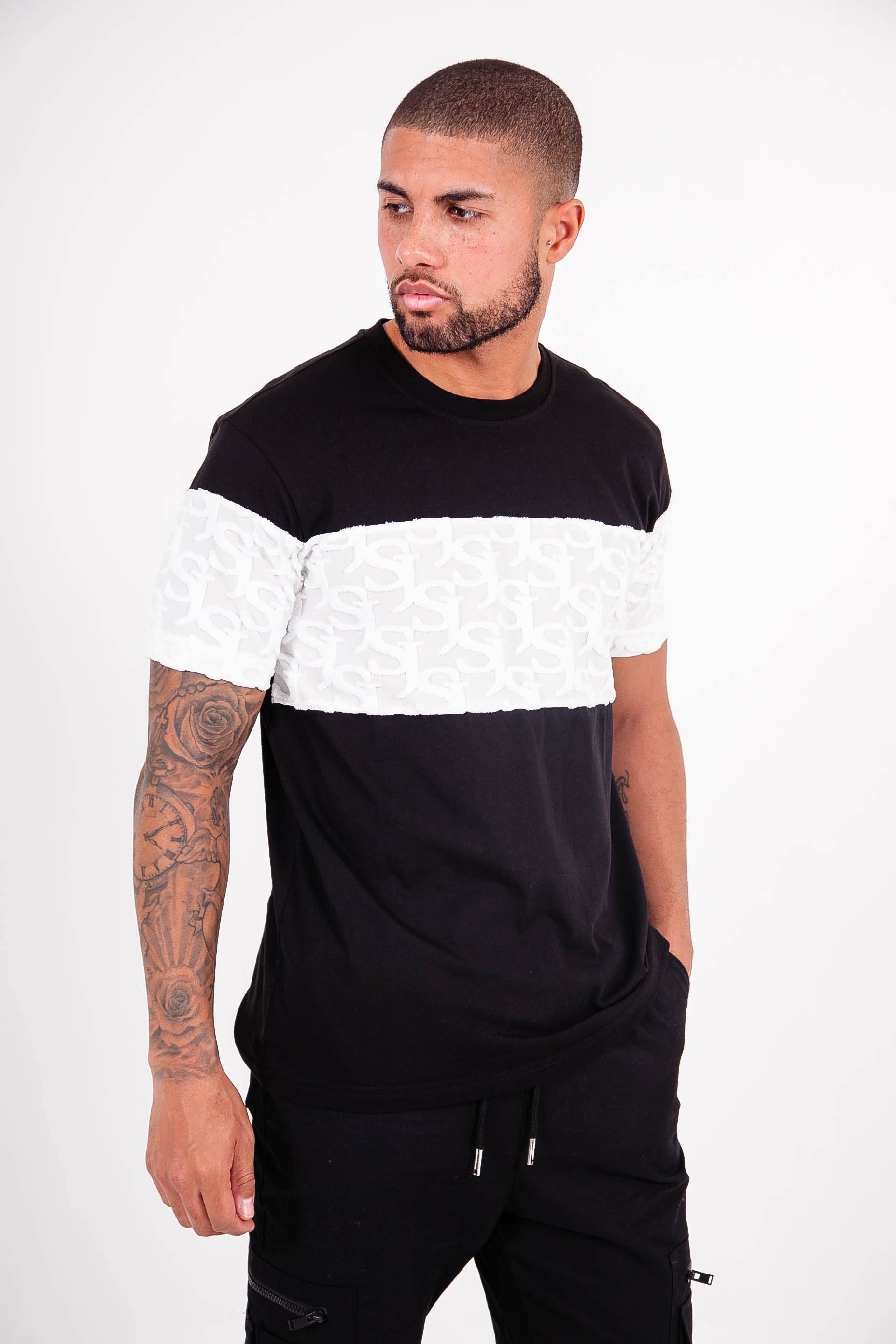 Sixth June - T-shirt bande monogramme tissée Noir