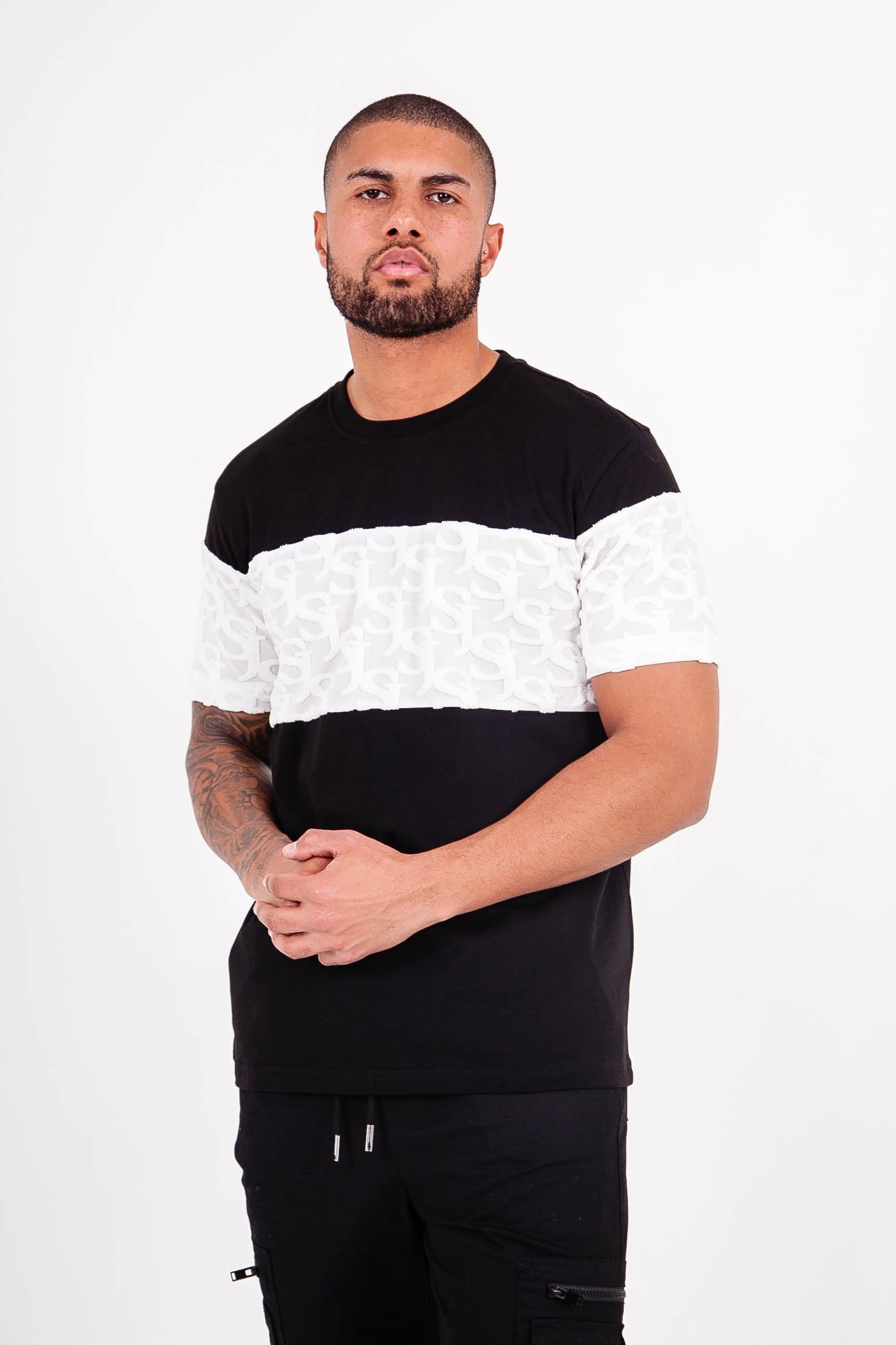 Sixth June - T-shirt bande monogramme tissée Noir