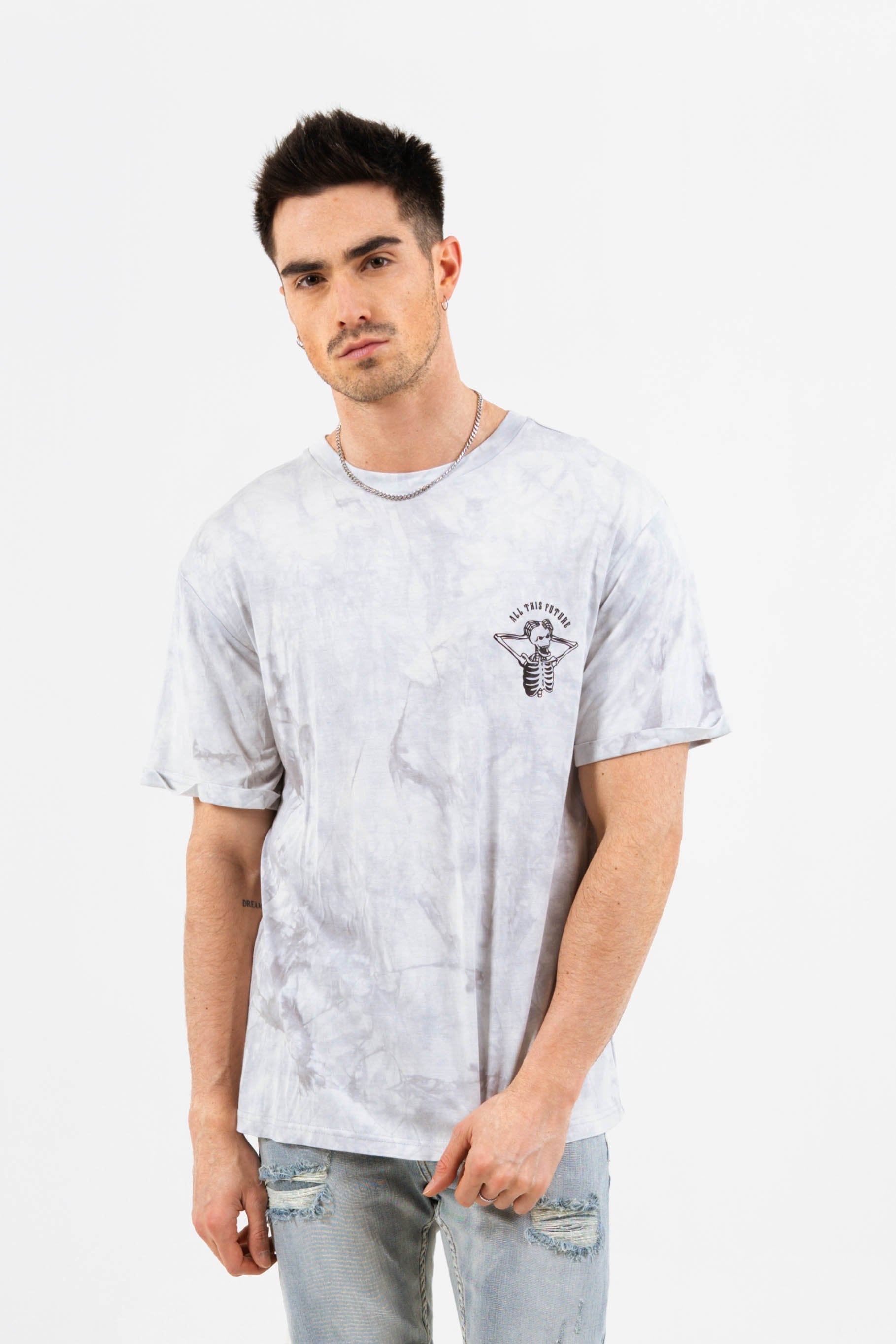 Sixth June - T-shirt global perspective tie dye gris clair