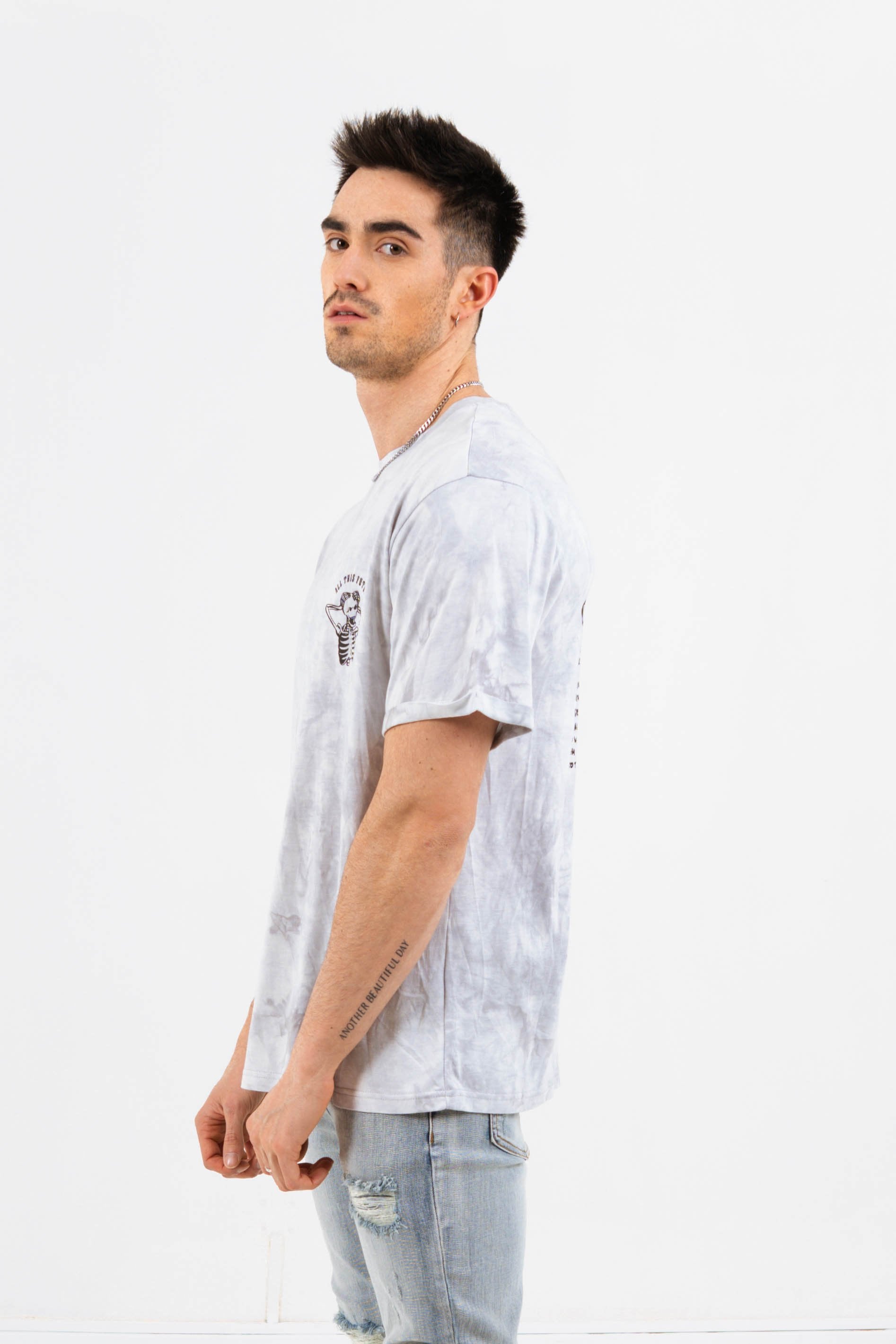 Sixth June - T-shirt global perspective tie dye gris clair