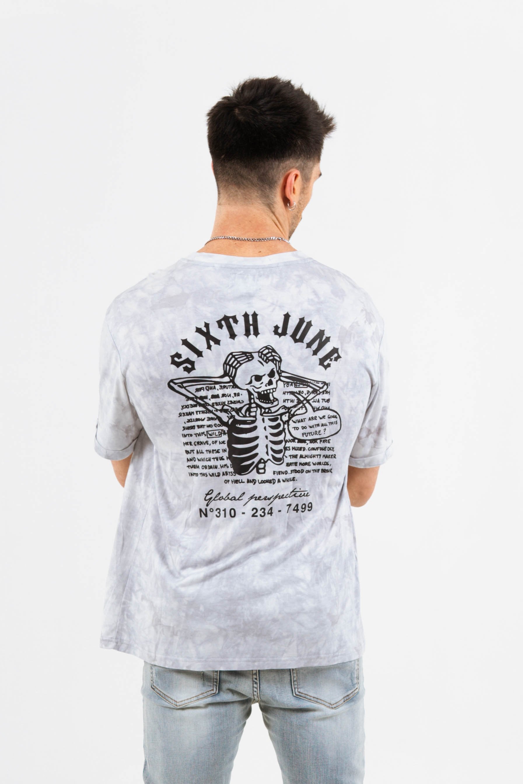 Sixth June - T-shirt global perspective tie dye gris clair