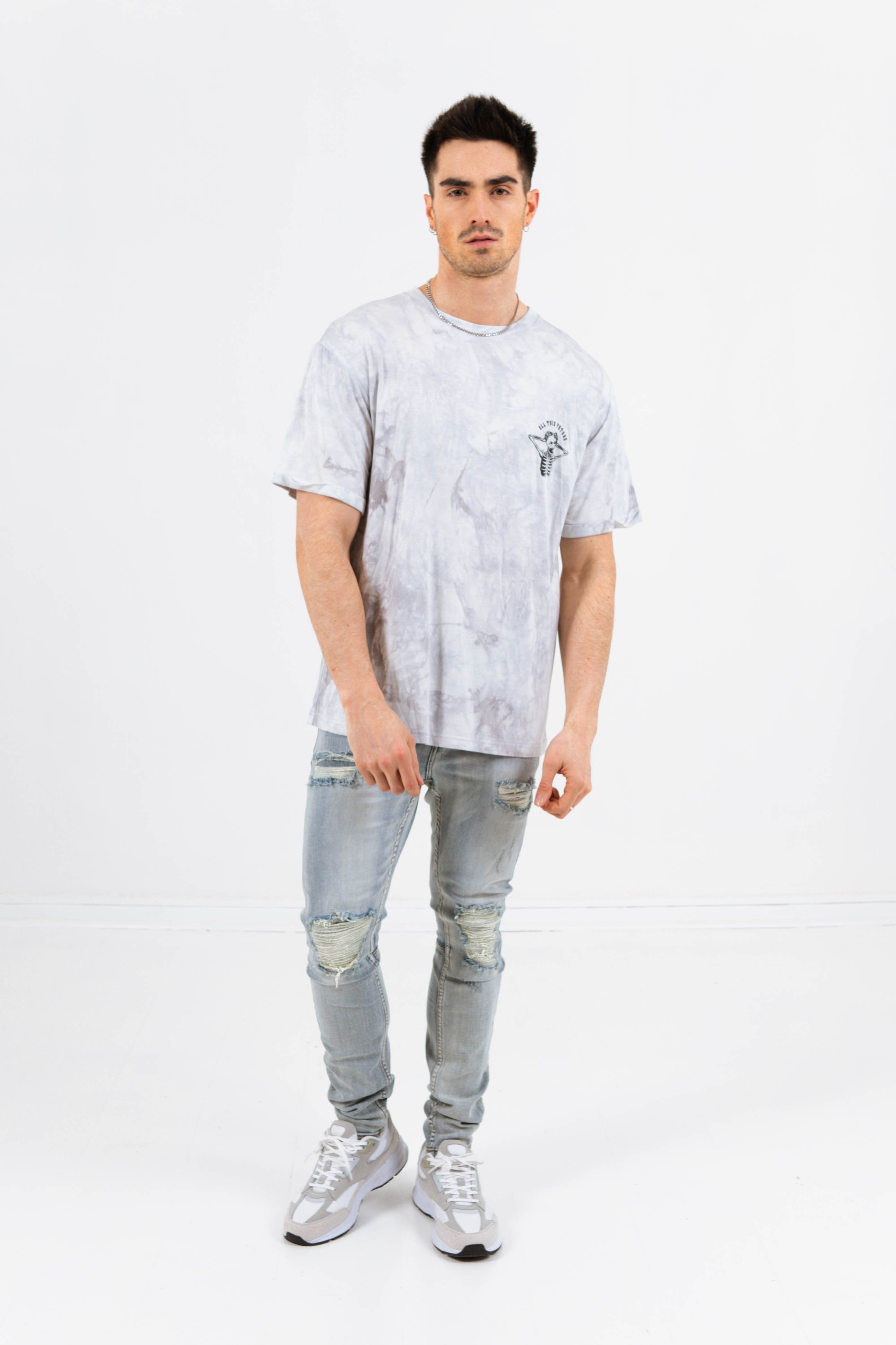 Sixth June - T-shirt global perspective tie dye gris clair